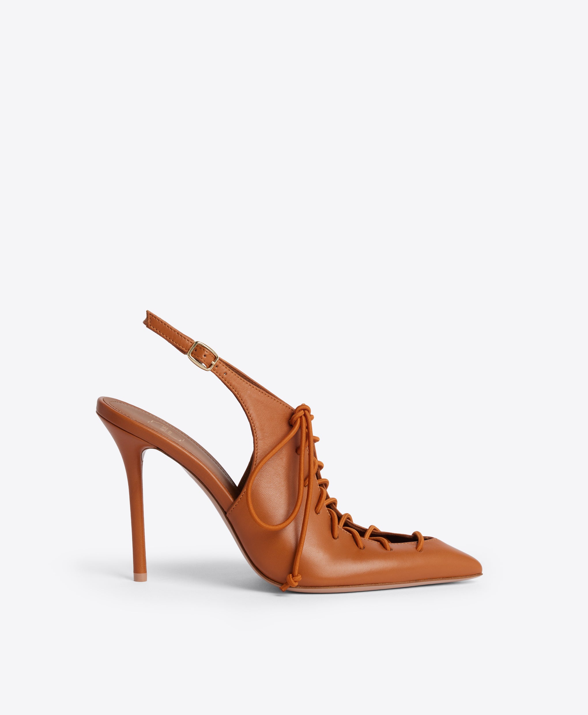 Alessandra Slingback in Brown Nappa Leather 100mm Heel Malone Souliers