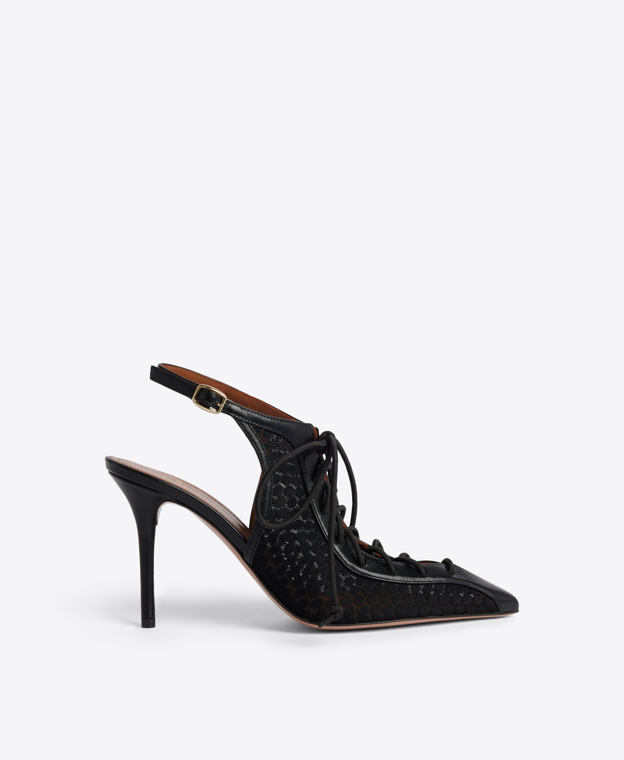 Alessandra Black Lace Slingbacks 85mm Heel Malone Souliers