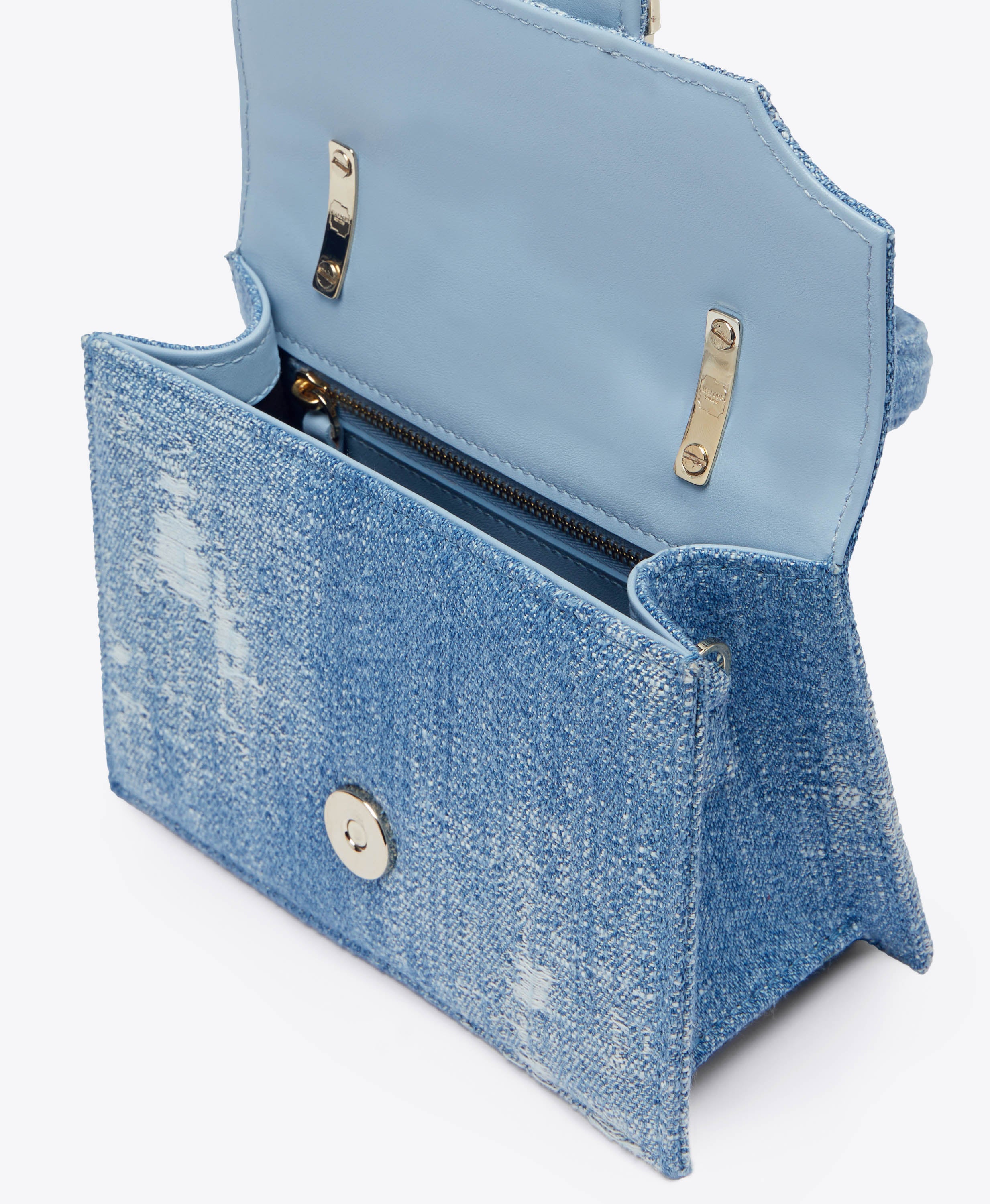 Audrey Blue Denim Mini Square Handbag Malone Souliers