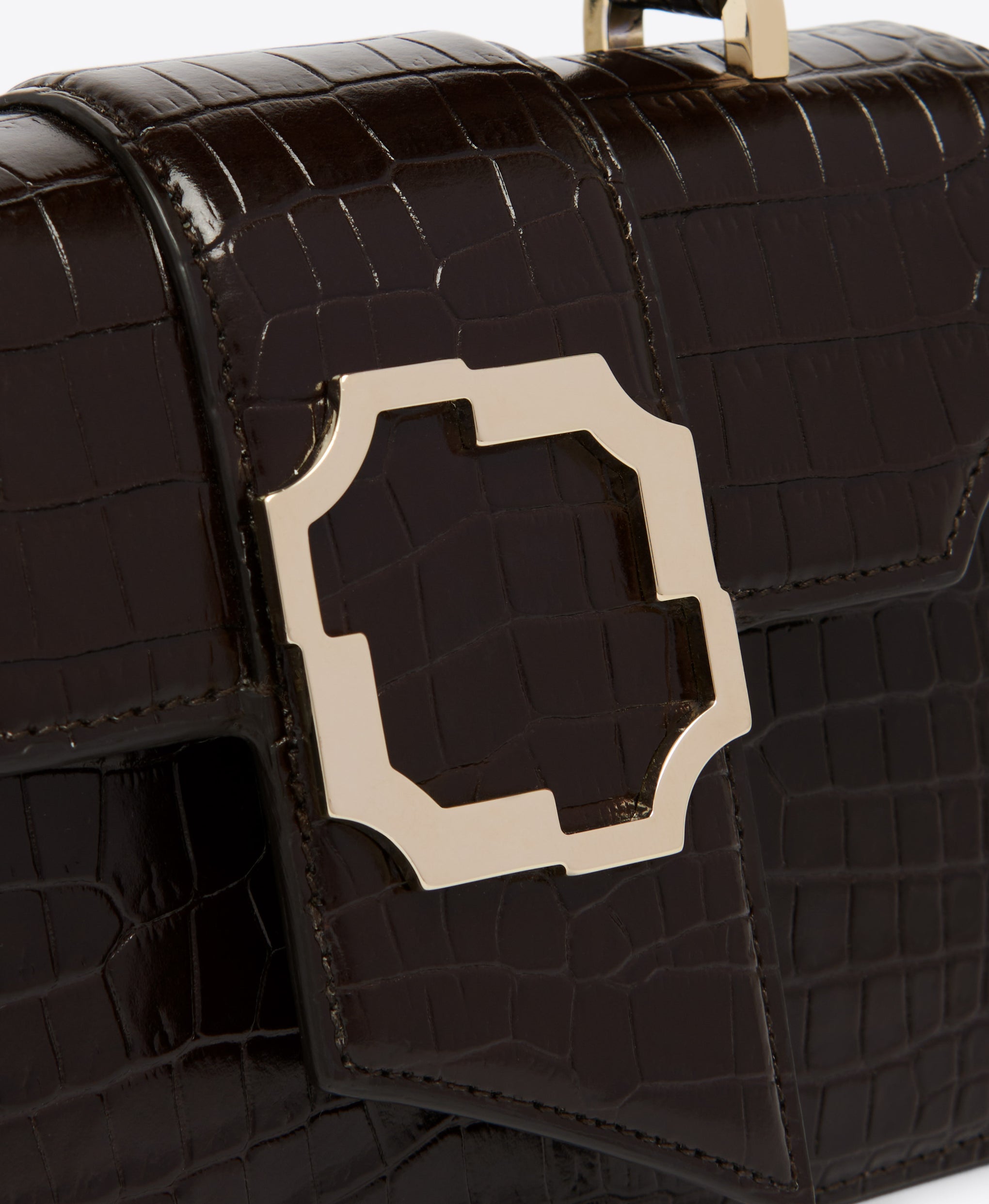 Audrey Dark Brown Embossed Leather Mini Handbag Malone Souliers
