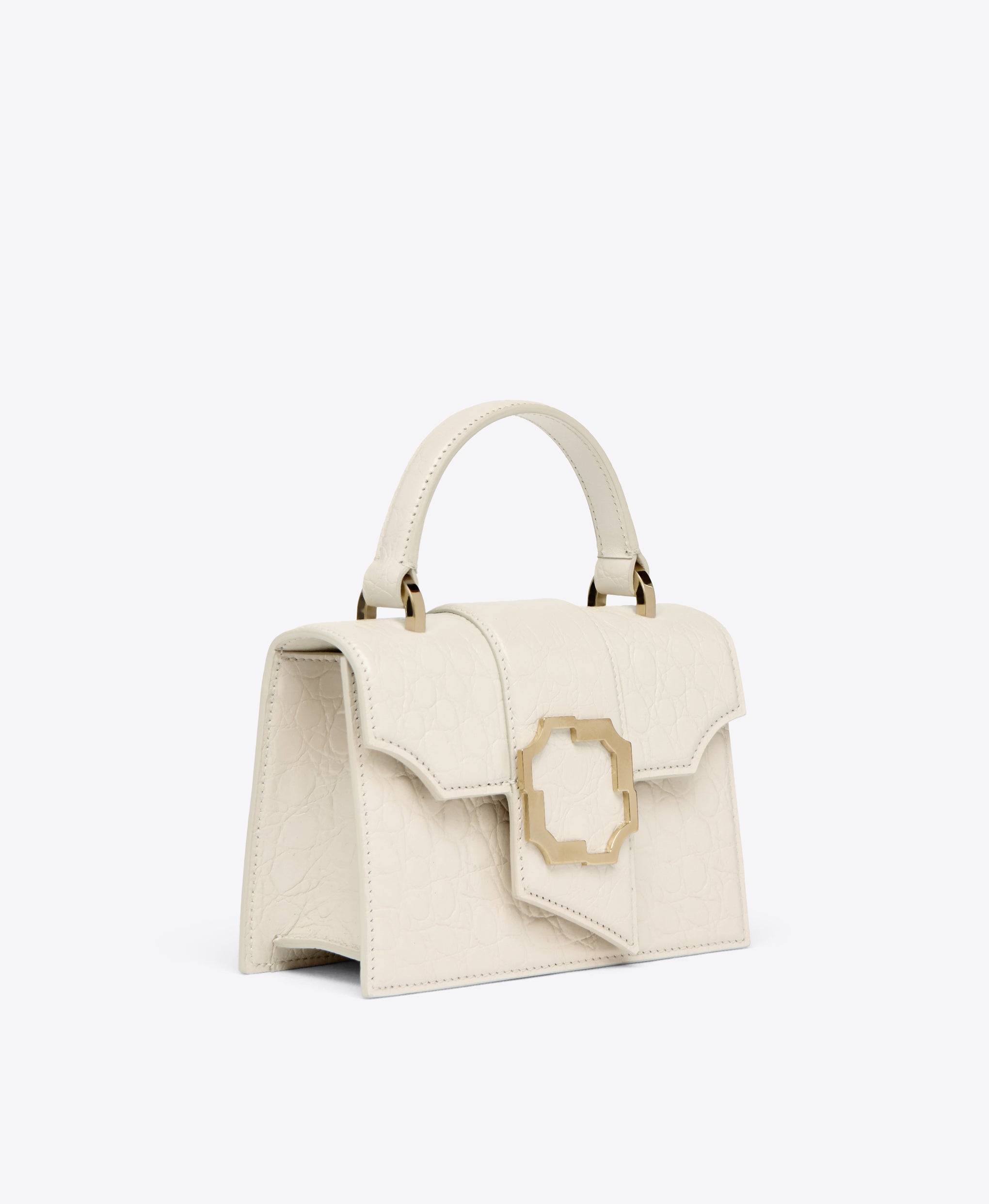 Cream Croc Embossed Mini Handbag Malone Souliers