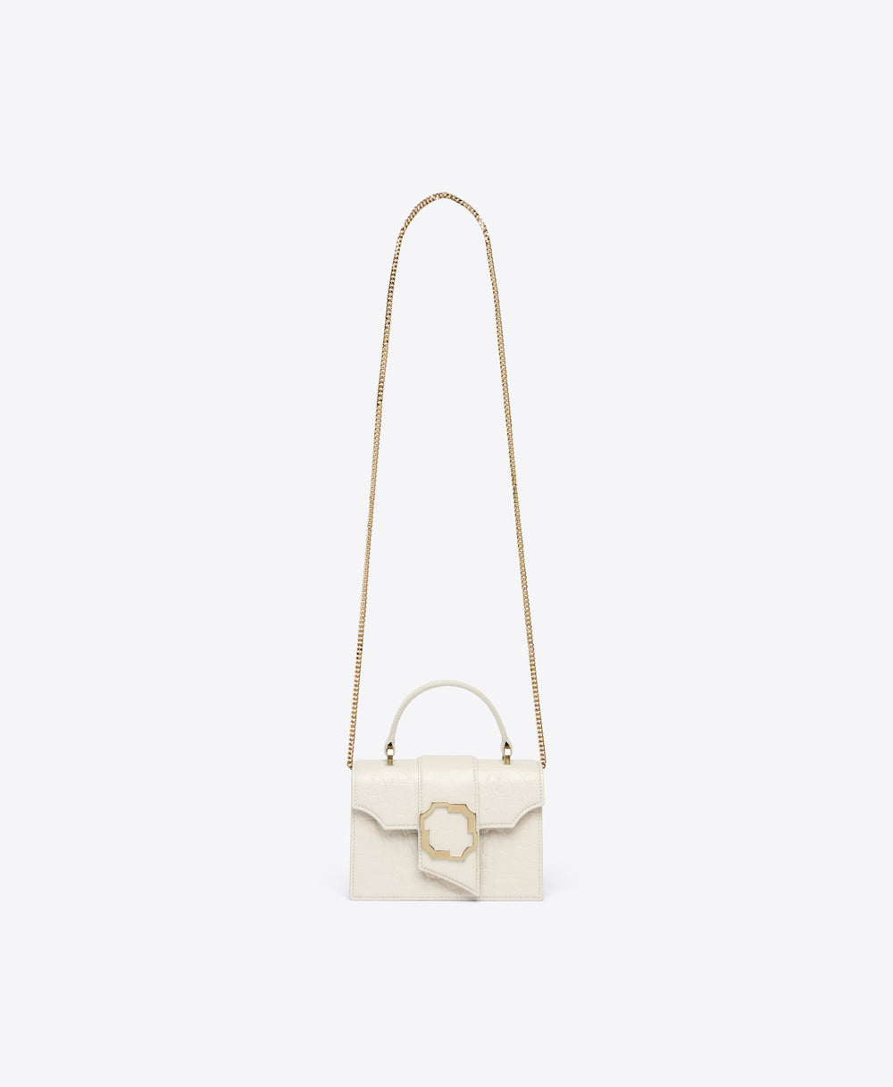 Cream Croc Embossed Mini Handbag Malone Souliers