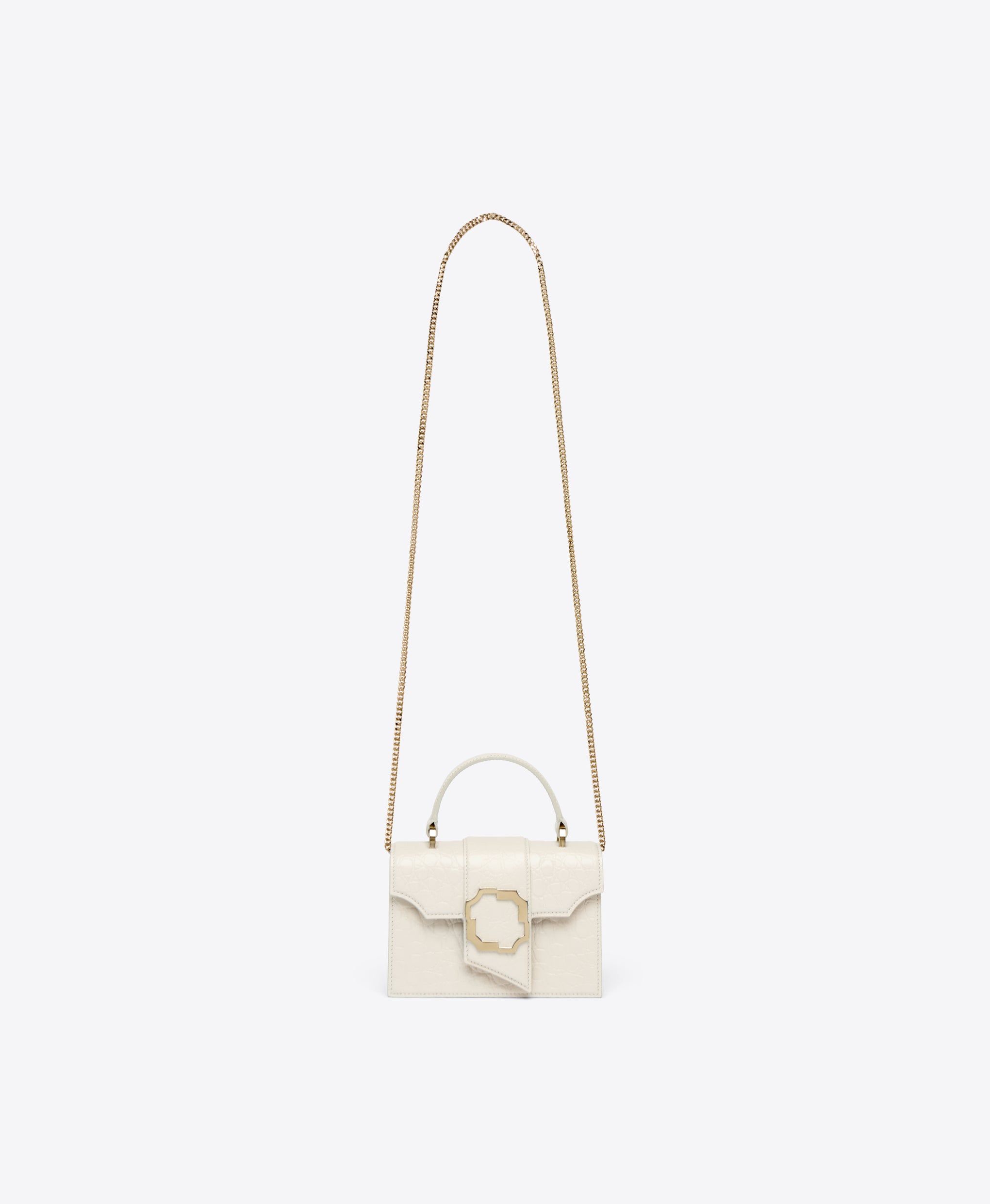 Cream Croc Embossed Mini Handbag Malone Souliers