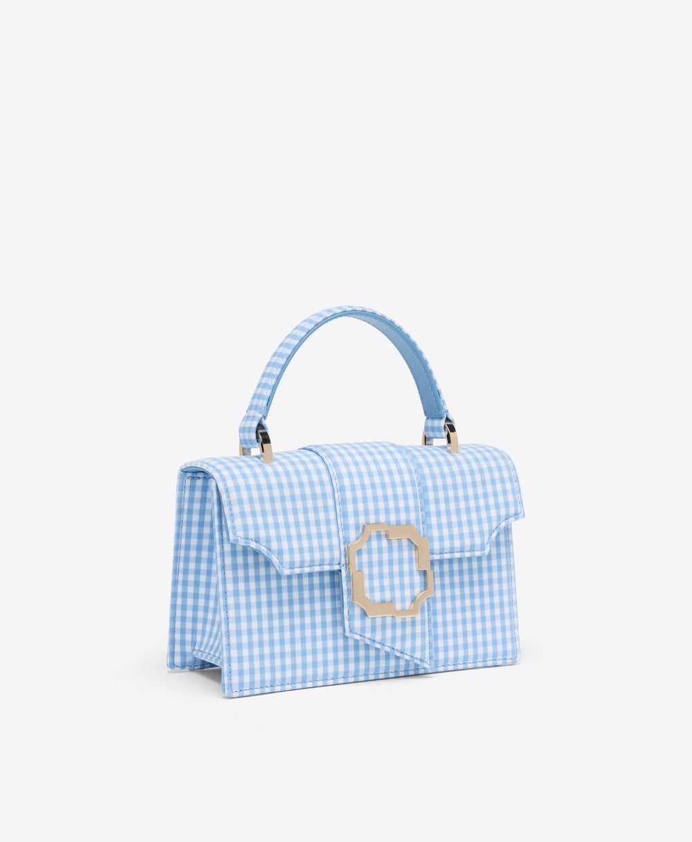 Audrey Mini 61 Blue Gingham Handbag Malone Souliers