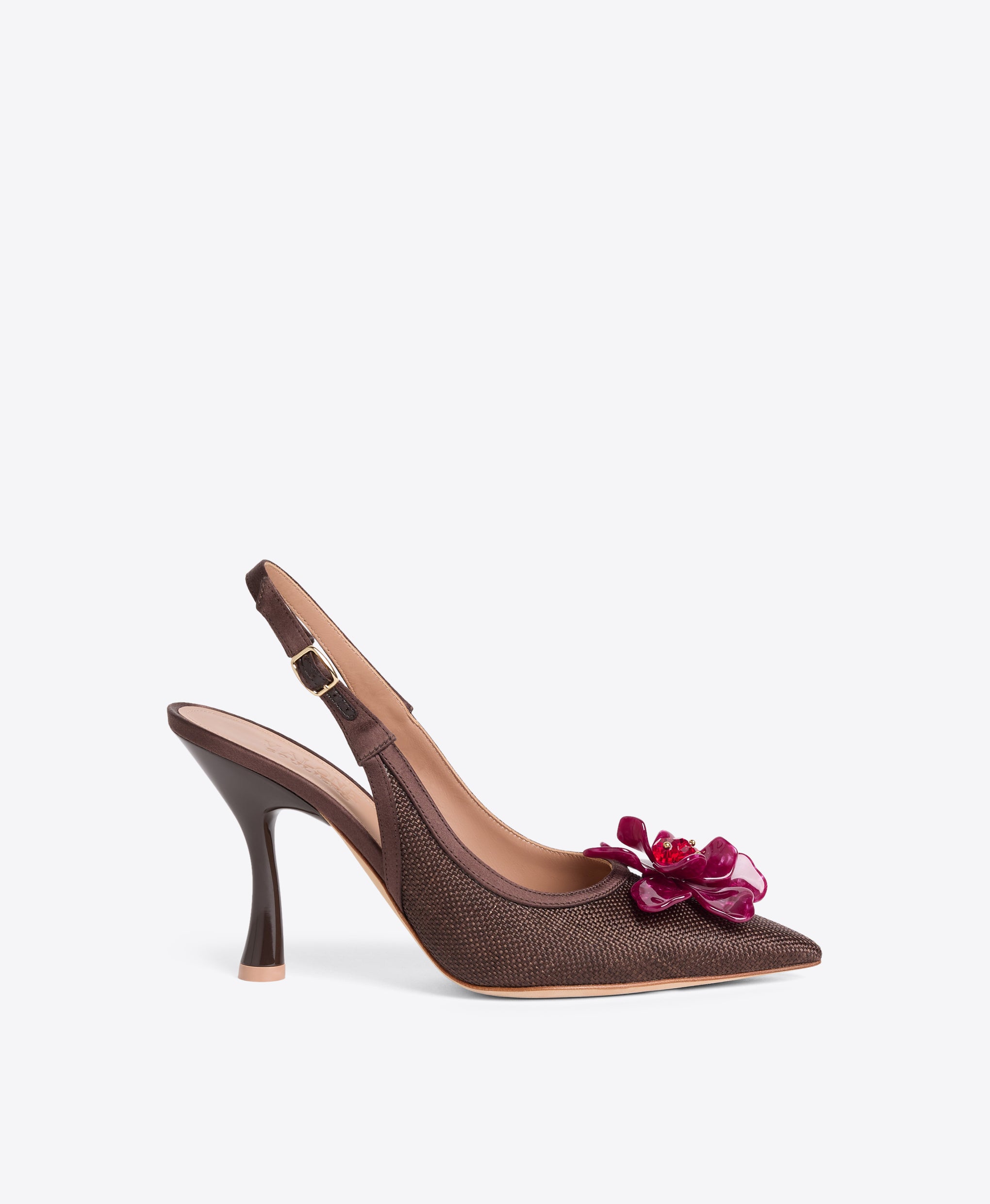 Chrissy 90 Dark Brown Raffia Slingbacks Malone Souliers