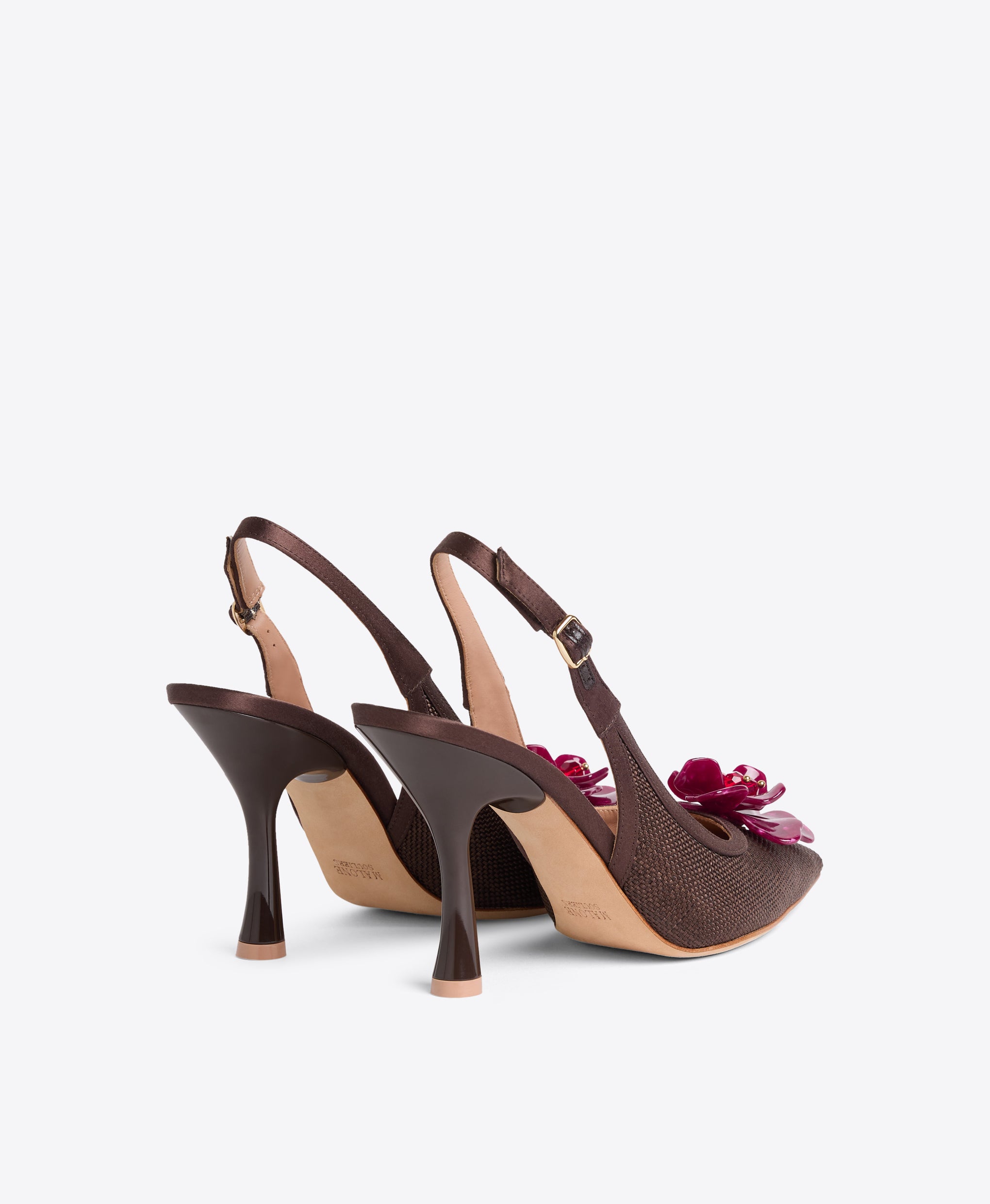 Chrissy 90 Dark Brown Raffia Slingbacks Malone Souliers