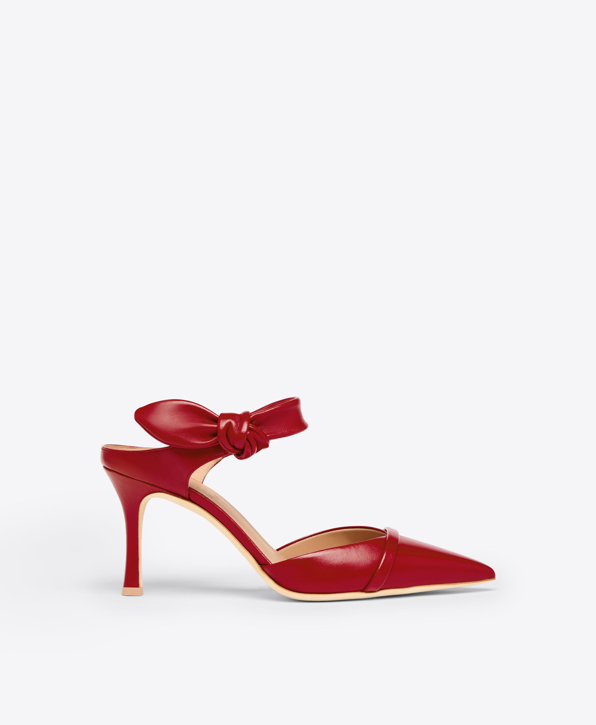 Red Leather Heeled Mules with Knot Malone Souliers