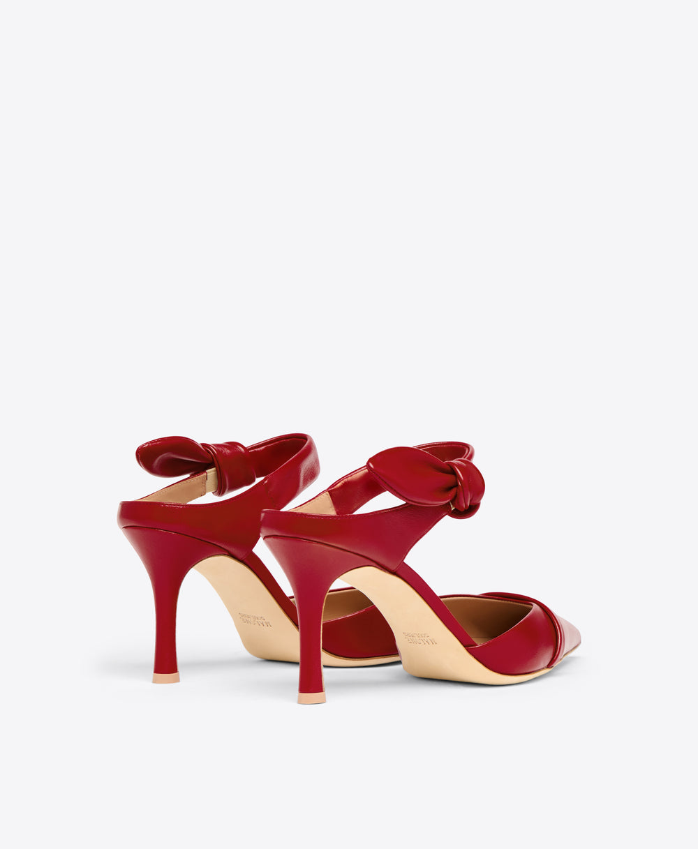 Red Leather Heeled Mules with Knot Malone Souliers