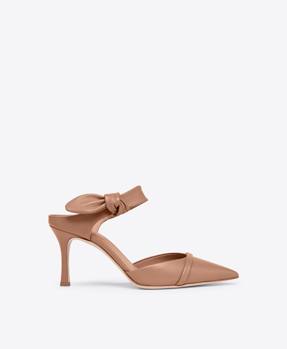 Blush Leather Heeled Mules with Knot Malone Souliers