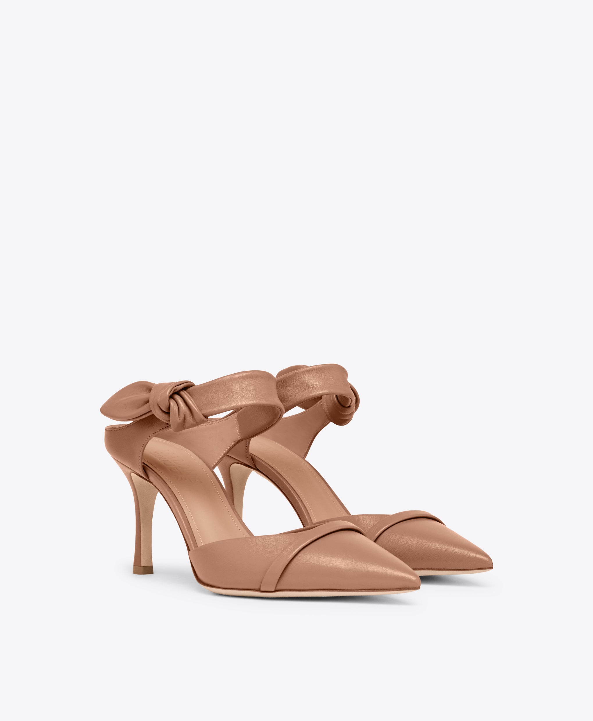 Blush Leather Heeled Mules with Knot Malone Souliers