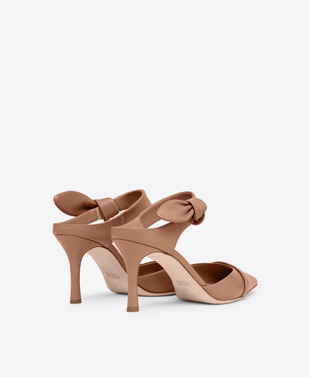 Blush Leather Heeled Mules with Knot Malone Souliers