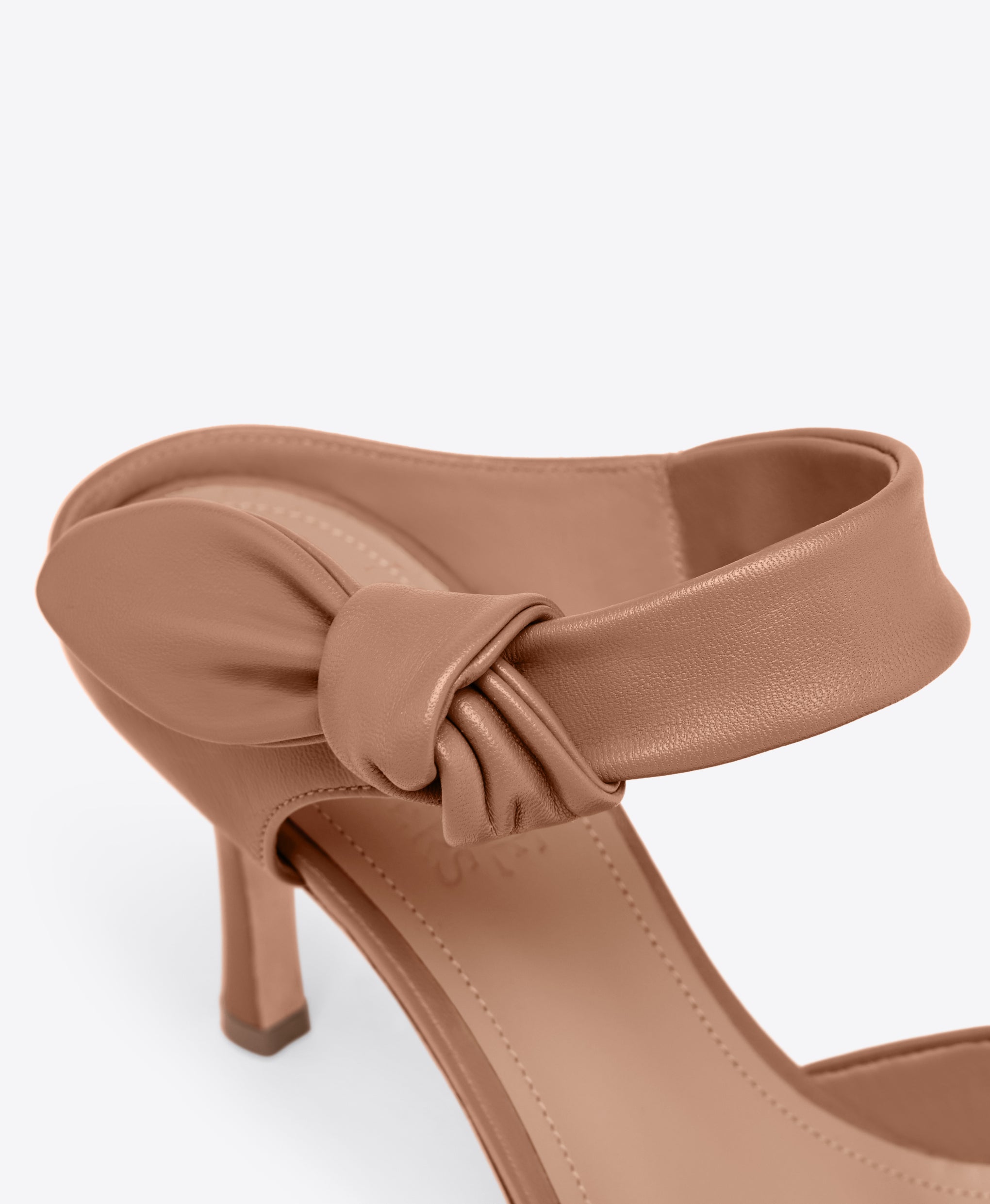 Blush Leather Heeled Mules with Knot Malone Souliers