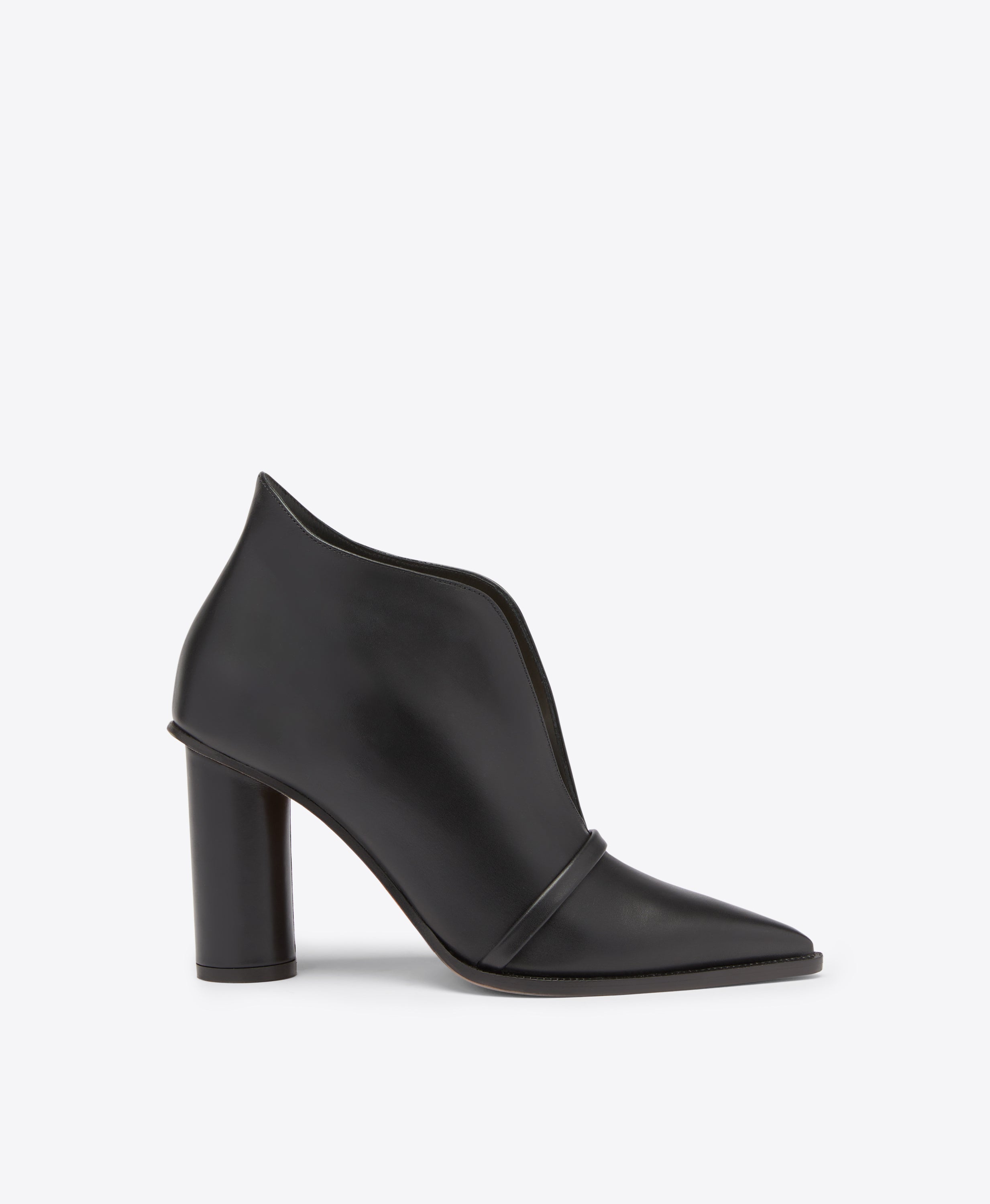 Black leather cut out ankle boots best sale