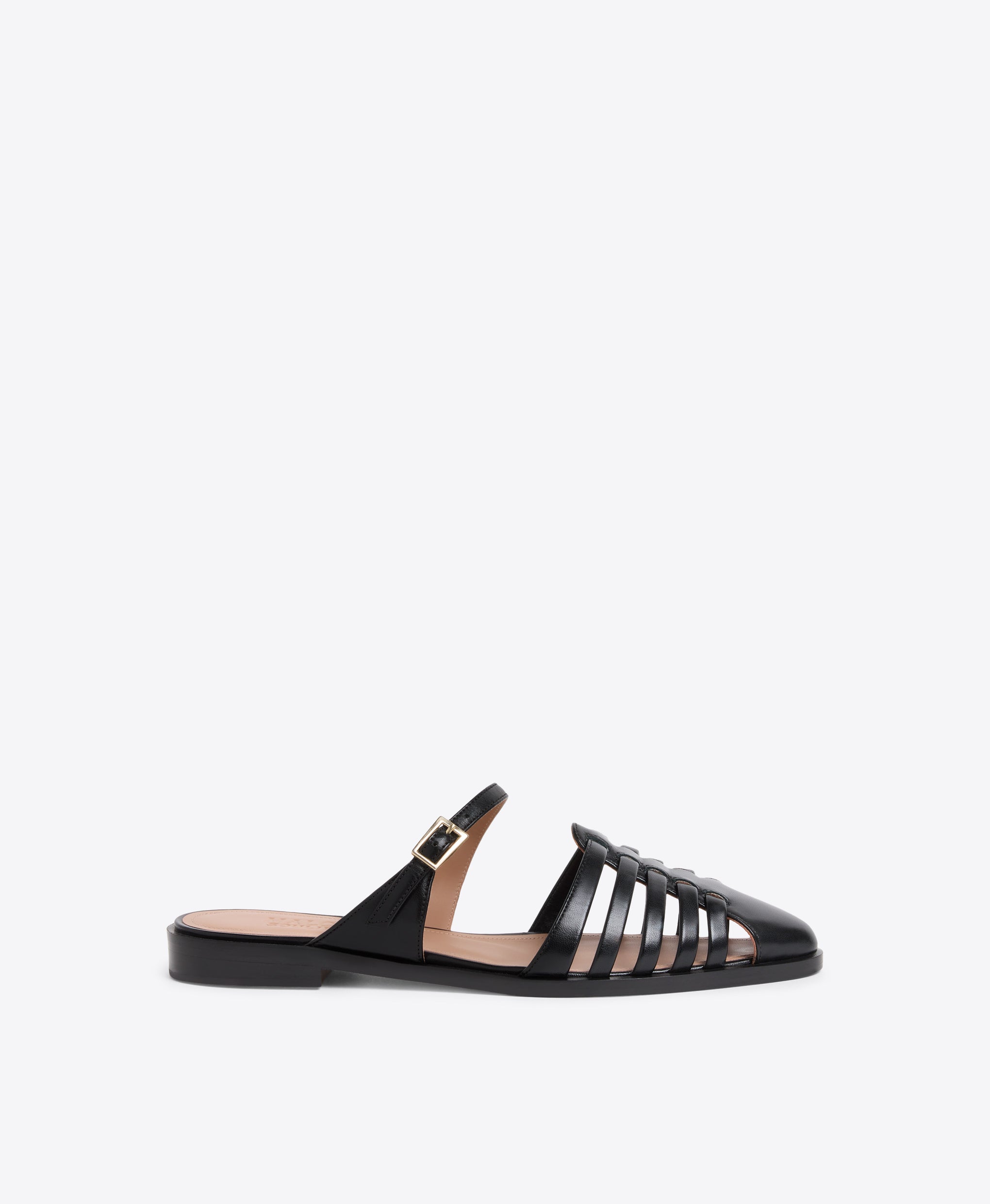 Eleonora Black Leather Flat Mules Malone Souliers