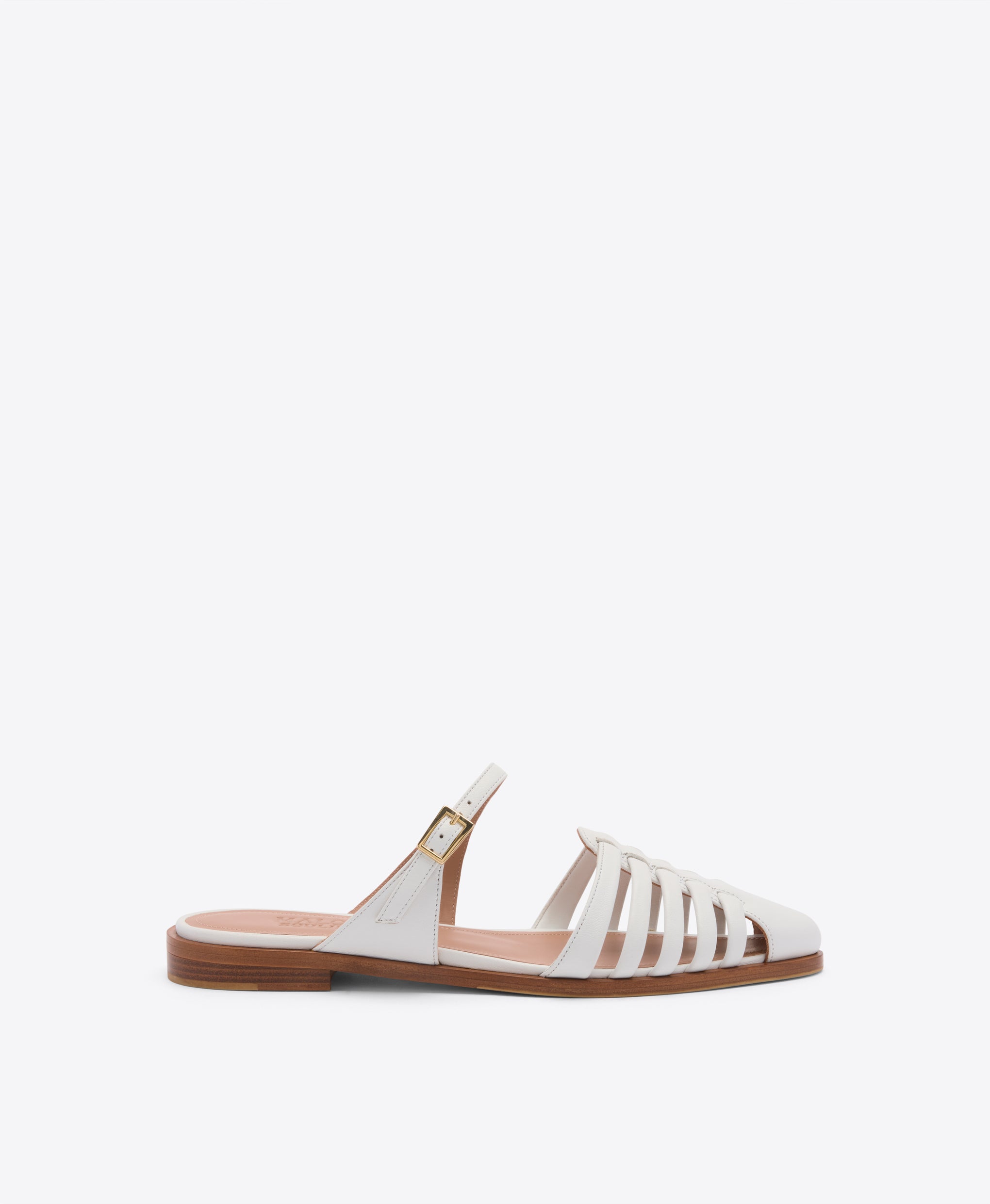 Eleonora White Leather Flat Mules Malone Souliers