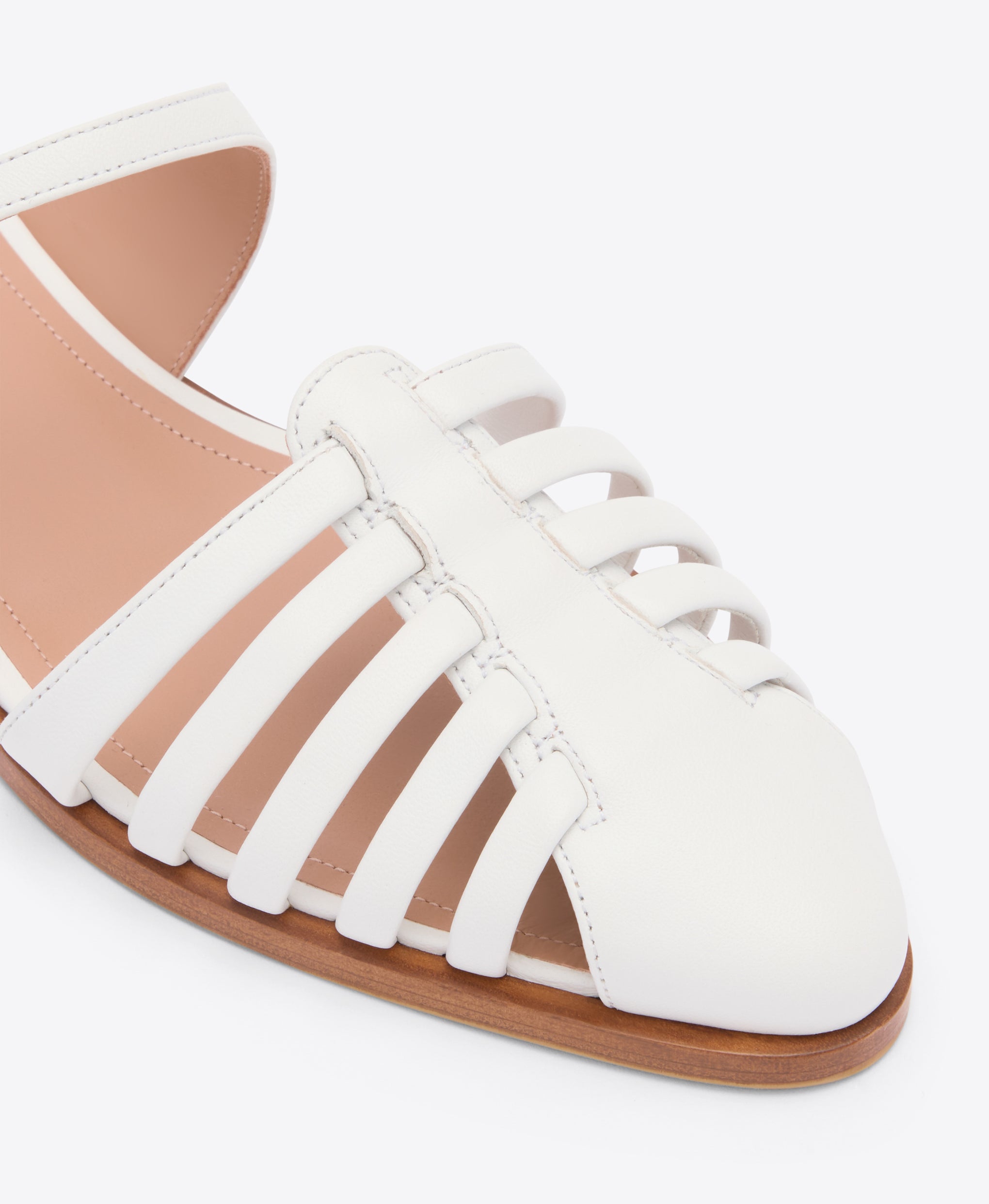 Eleonora White Leather Flat Mules Malone Souliers