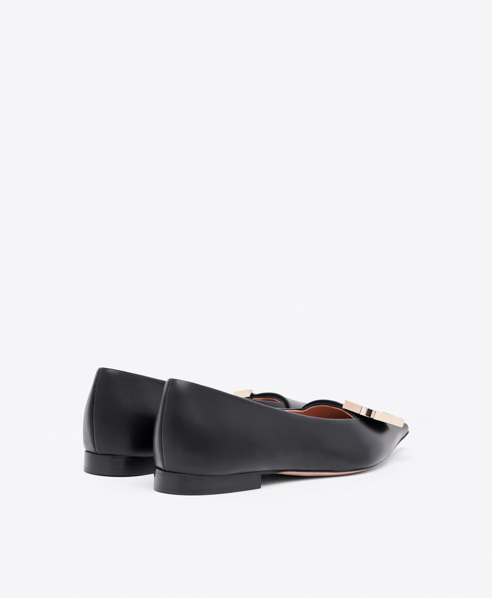 Hayes Flat Black Leather Flats Malone Souliers