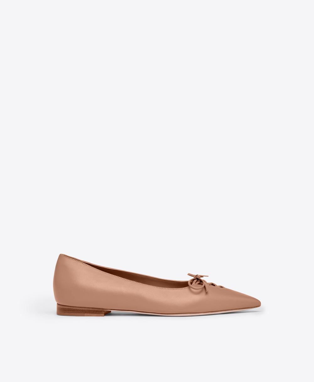 Blush Leather Flat Pumps Malone Souliers