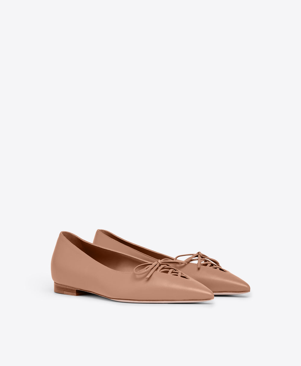 Blush Leather Flat Pumps Malone Souliers