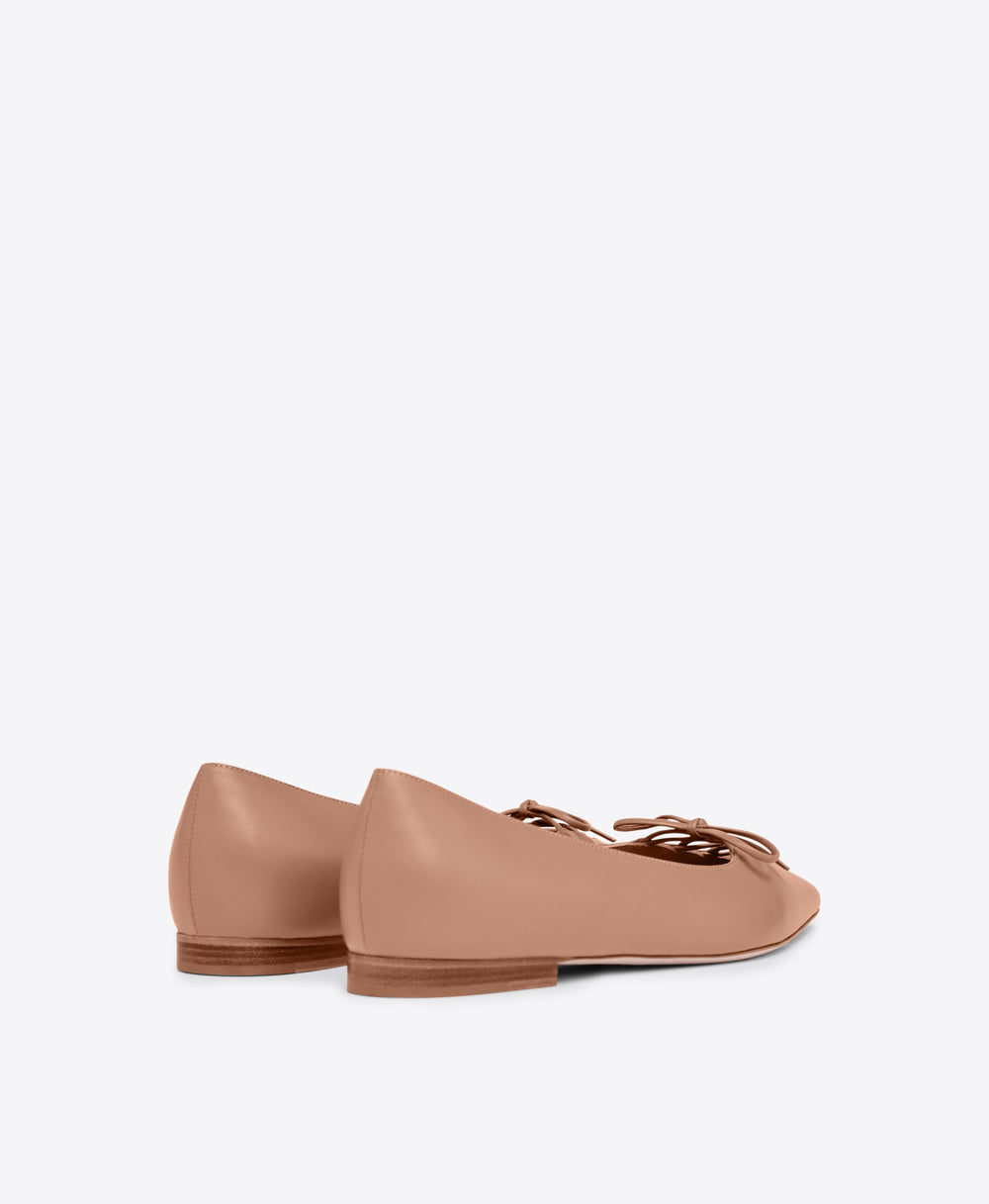 Blush Leather Flat Pumps Malone Souliers