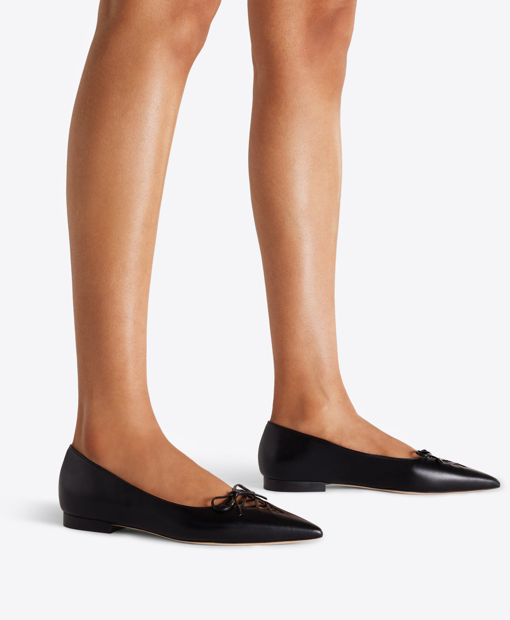 Black Leather Flat Pumps Malone Souliers