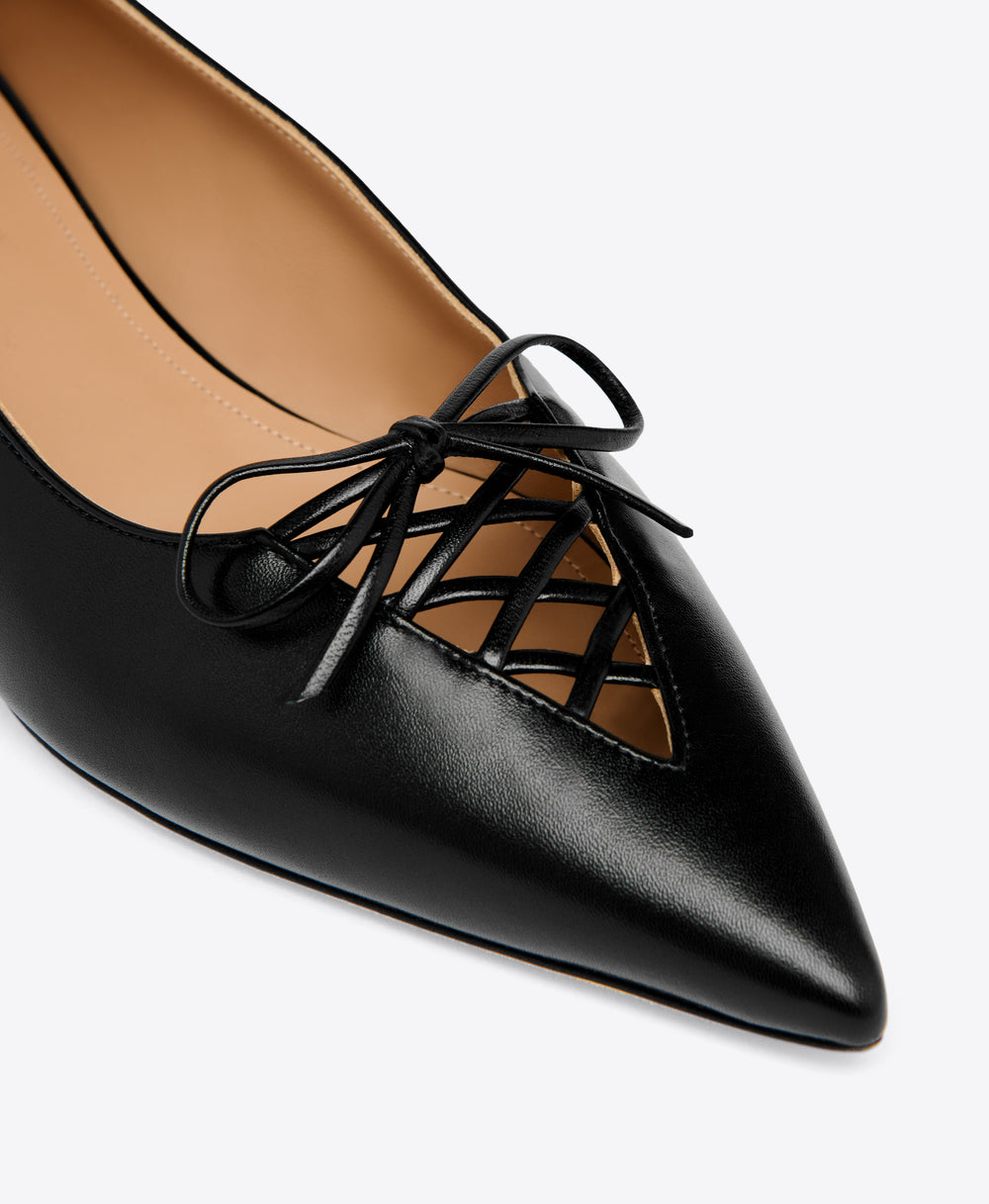 Black Leather Flat Pumps Malone Souliers