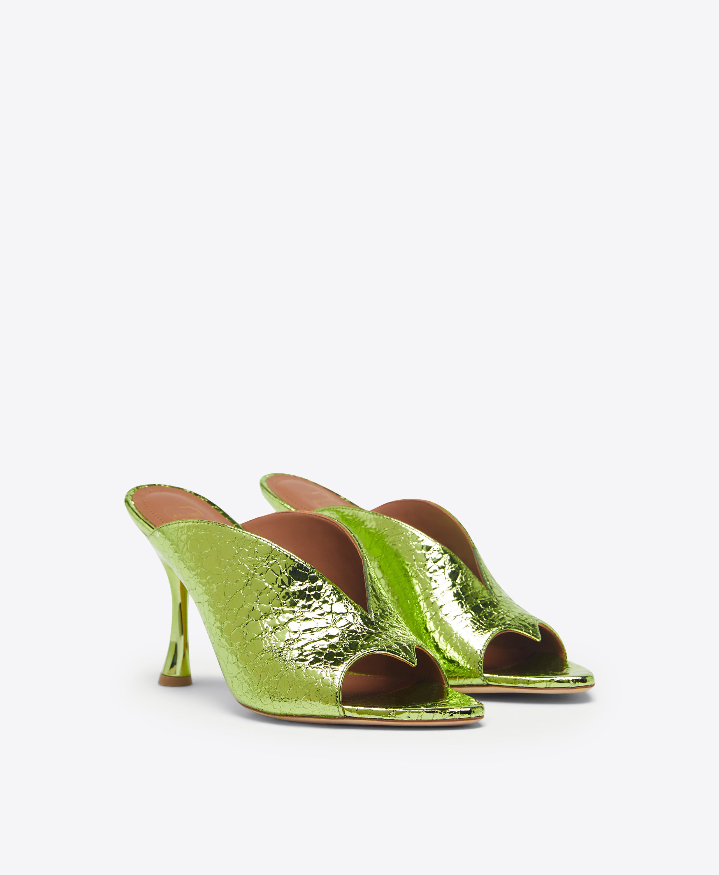 Henri 90mm Green Mirror Leather Heeled Sandals Malone Souliers