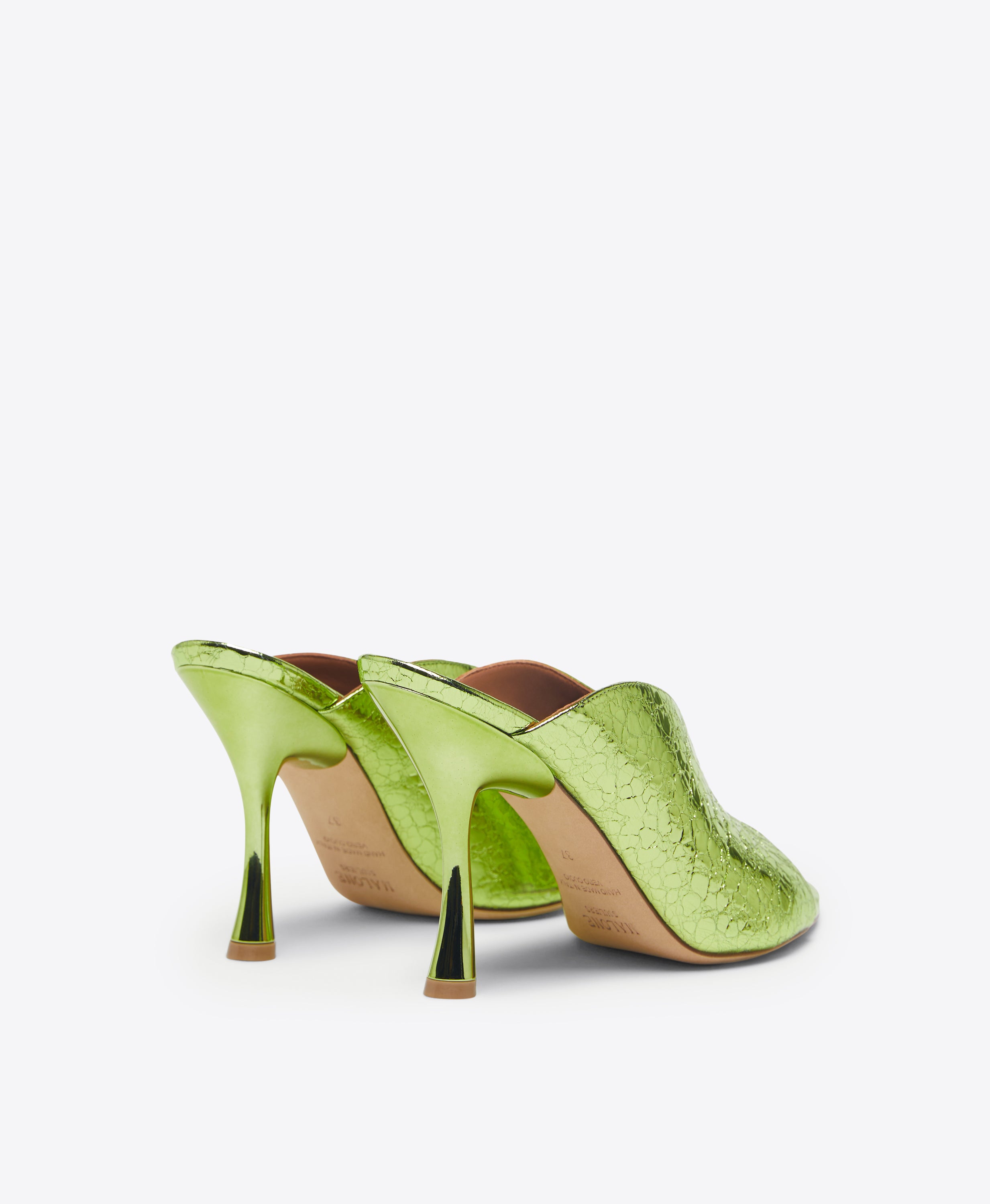 Henri 90mm Green Mirror Leather Heeled Sandals Malone Souliers