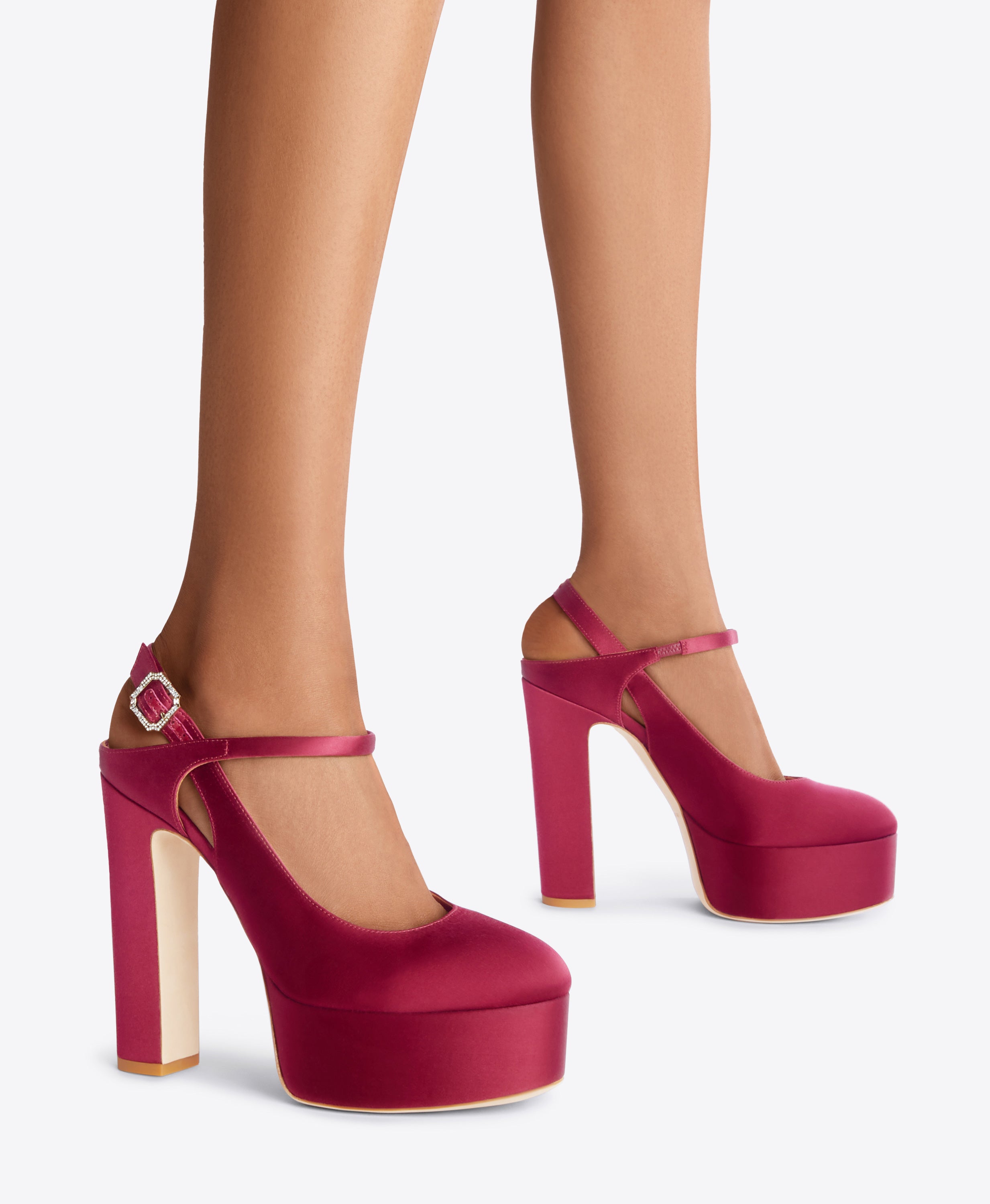 Satin peep hot sale toe pumps