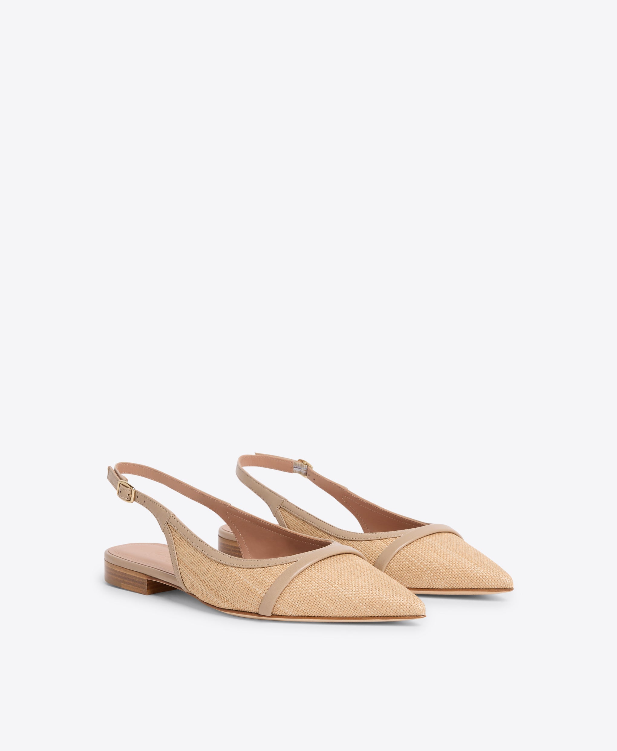 Jama Beige Raffia Flat Slingbacks Malone Souliers