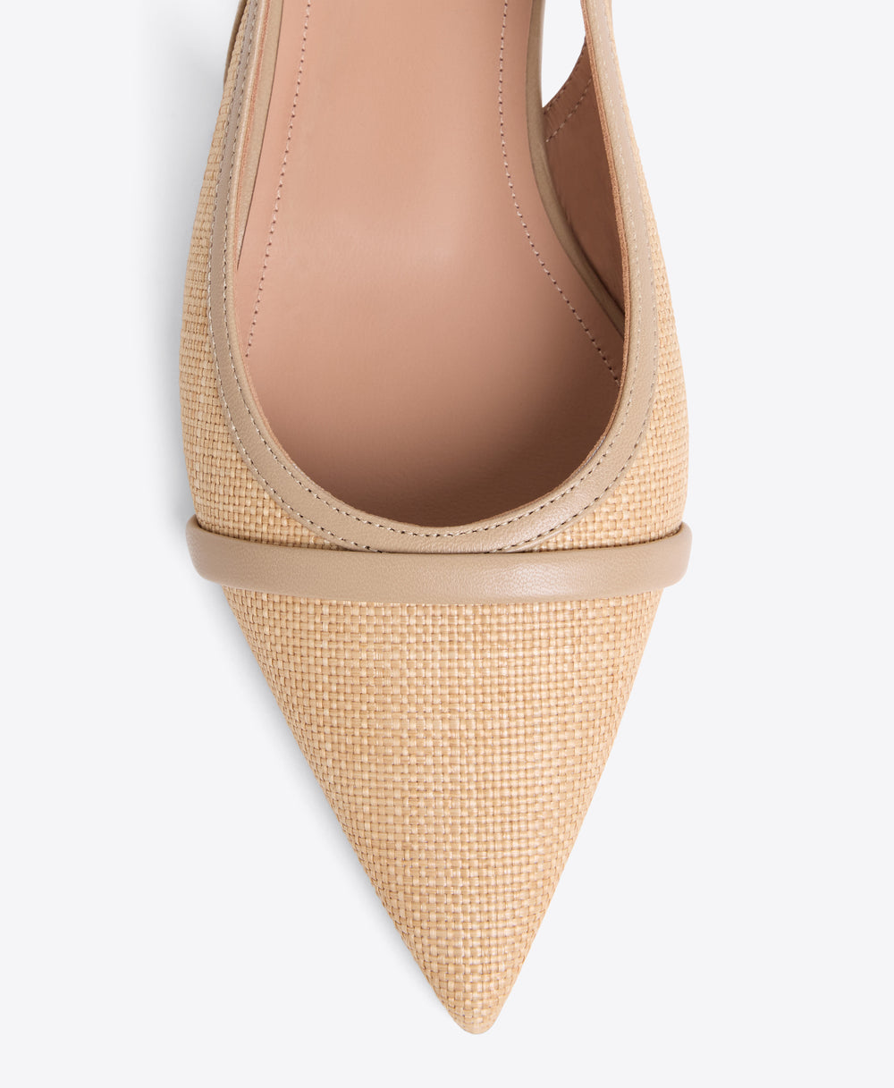 Jama Beige Raffia Flat Slingbacks Malone Souliers