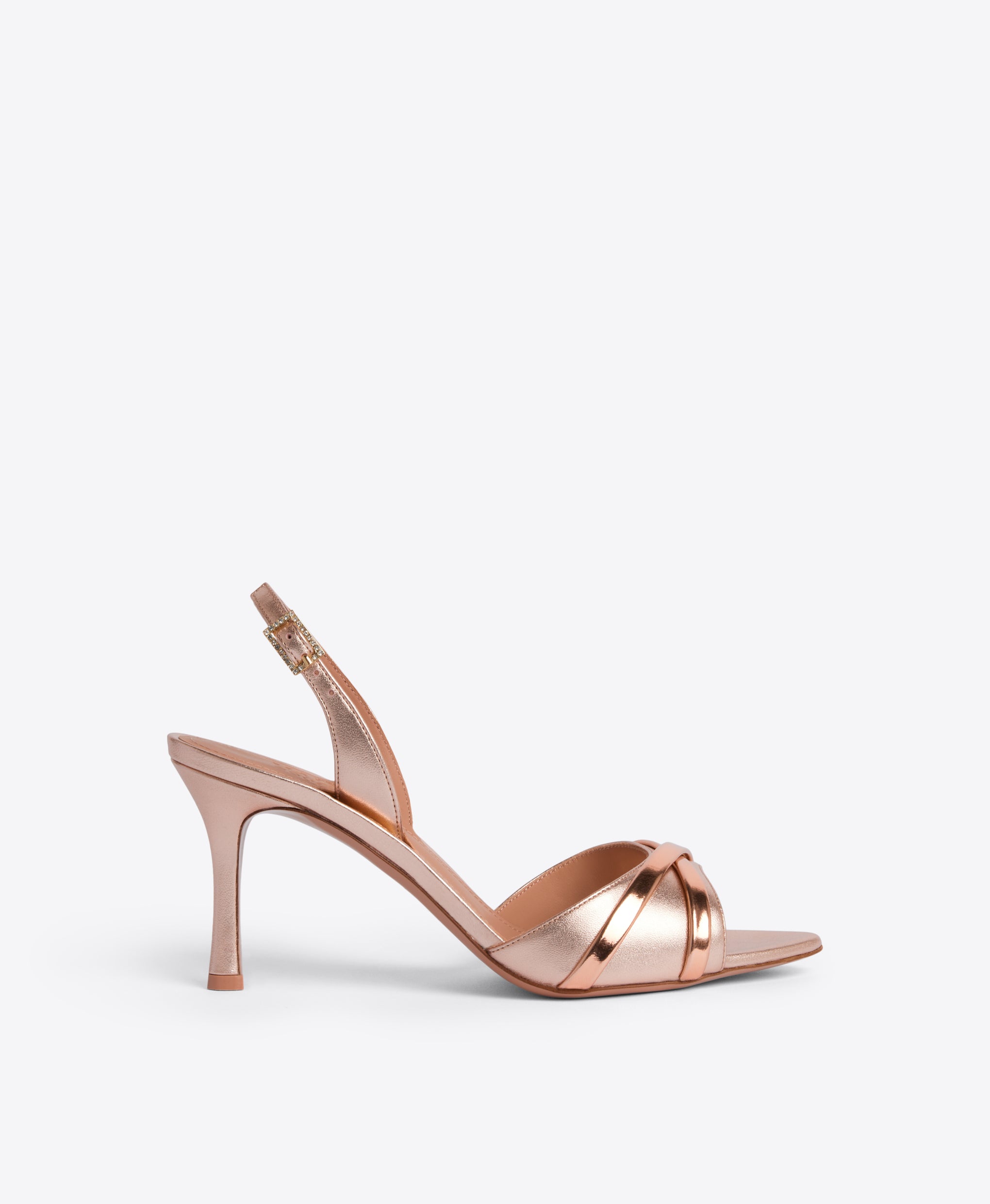 Jayce Sandals in Rose-Gold Metallic Leather 80mm Heel Malone Souliers