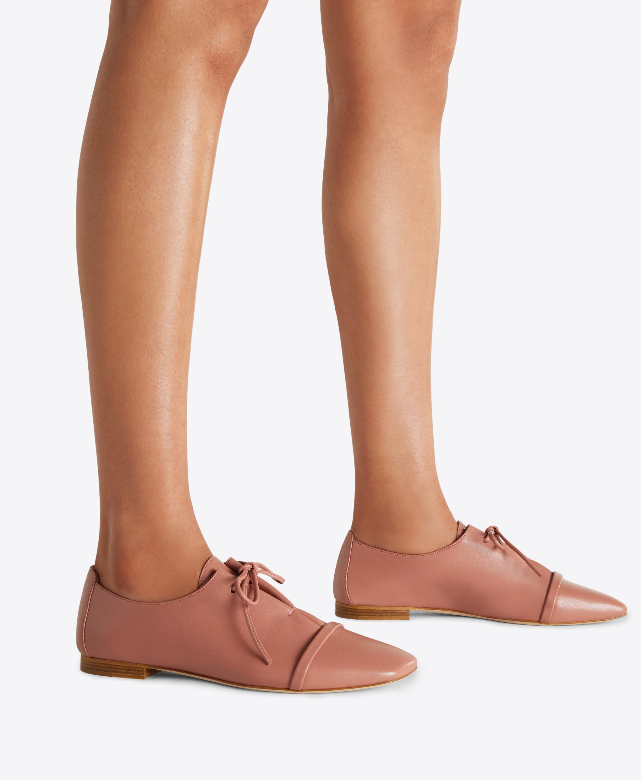 Jean Deep Blush Leather Lace-up Flats with Strap Malone Souliers