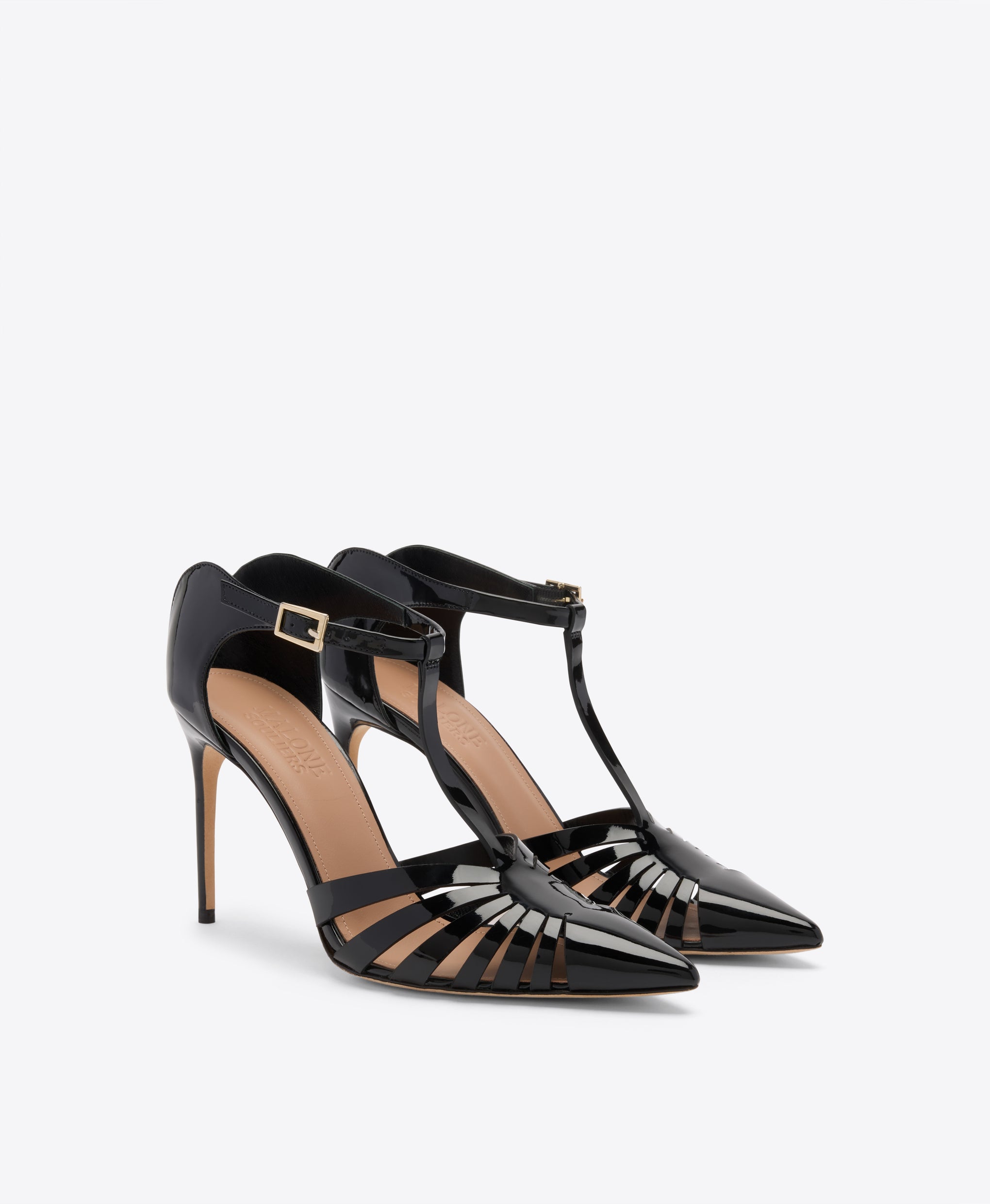 Jennifer 90 Black Patent Heeled Mules Malone Souliers