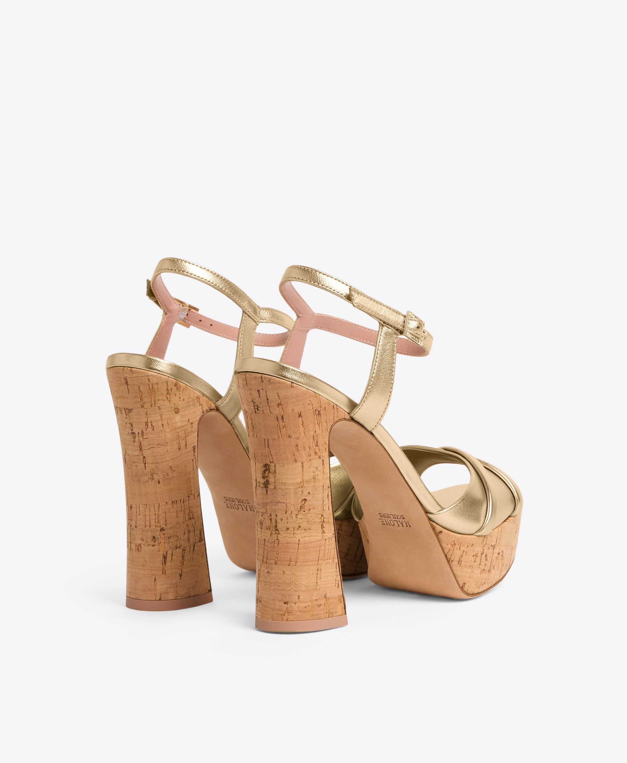 Keaton 125 Gold Leather Platform Sandals Malone Souliers