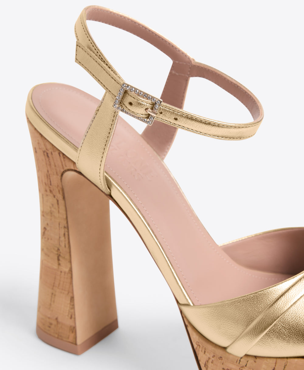 Keaton 125 Gold Leather Platform Sandals Malone Souliers