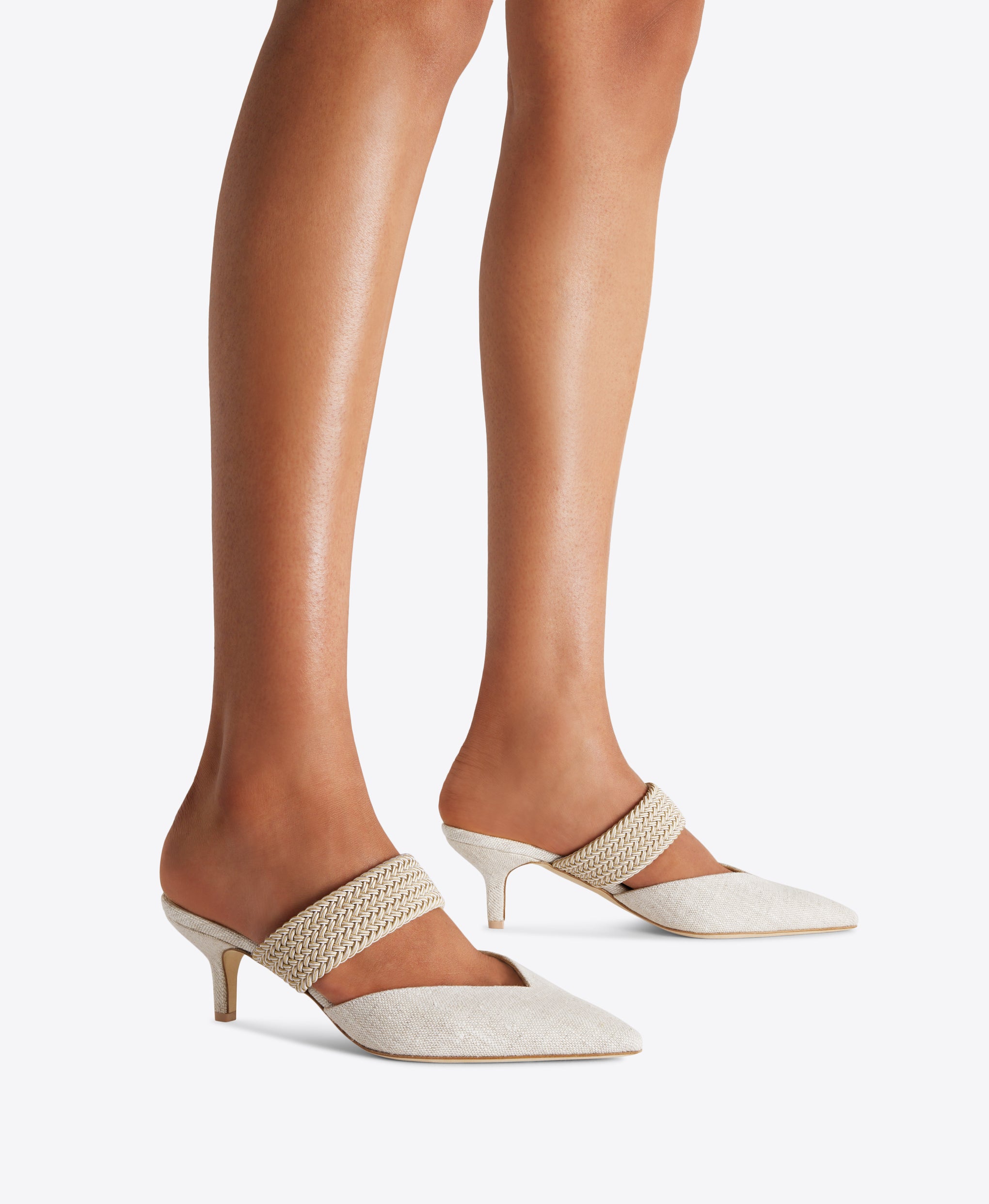 Beige Linen Kitten Heels Malone Souliers