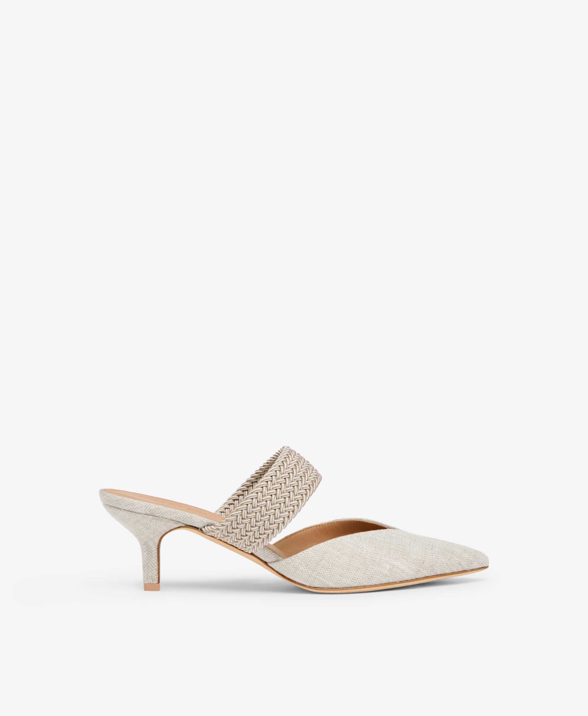 Beige Linen Kitten Heels Malone Souliers