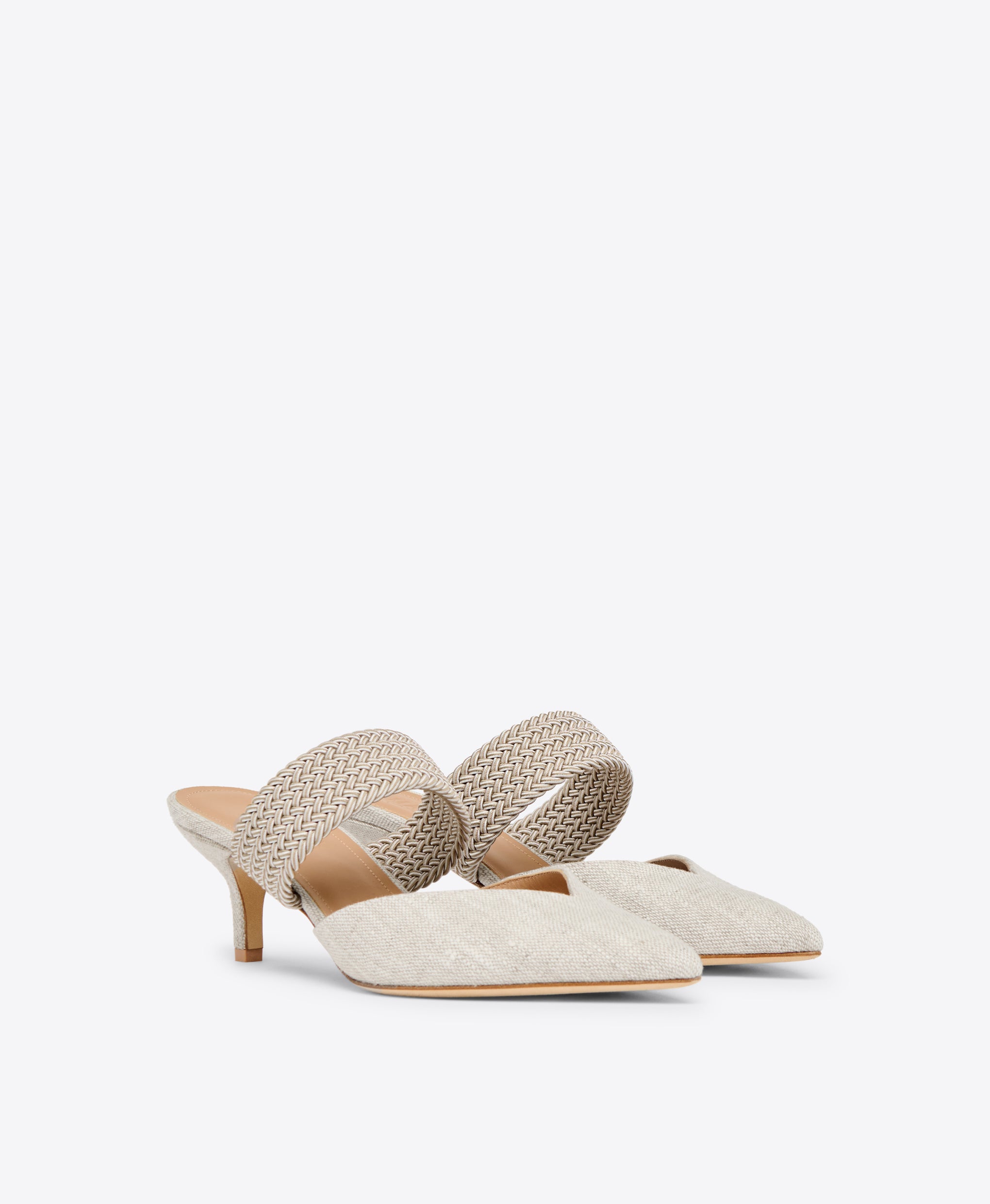 Beige Linen Kitten Heels Malone Souliers