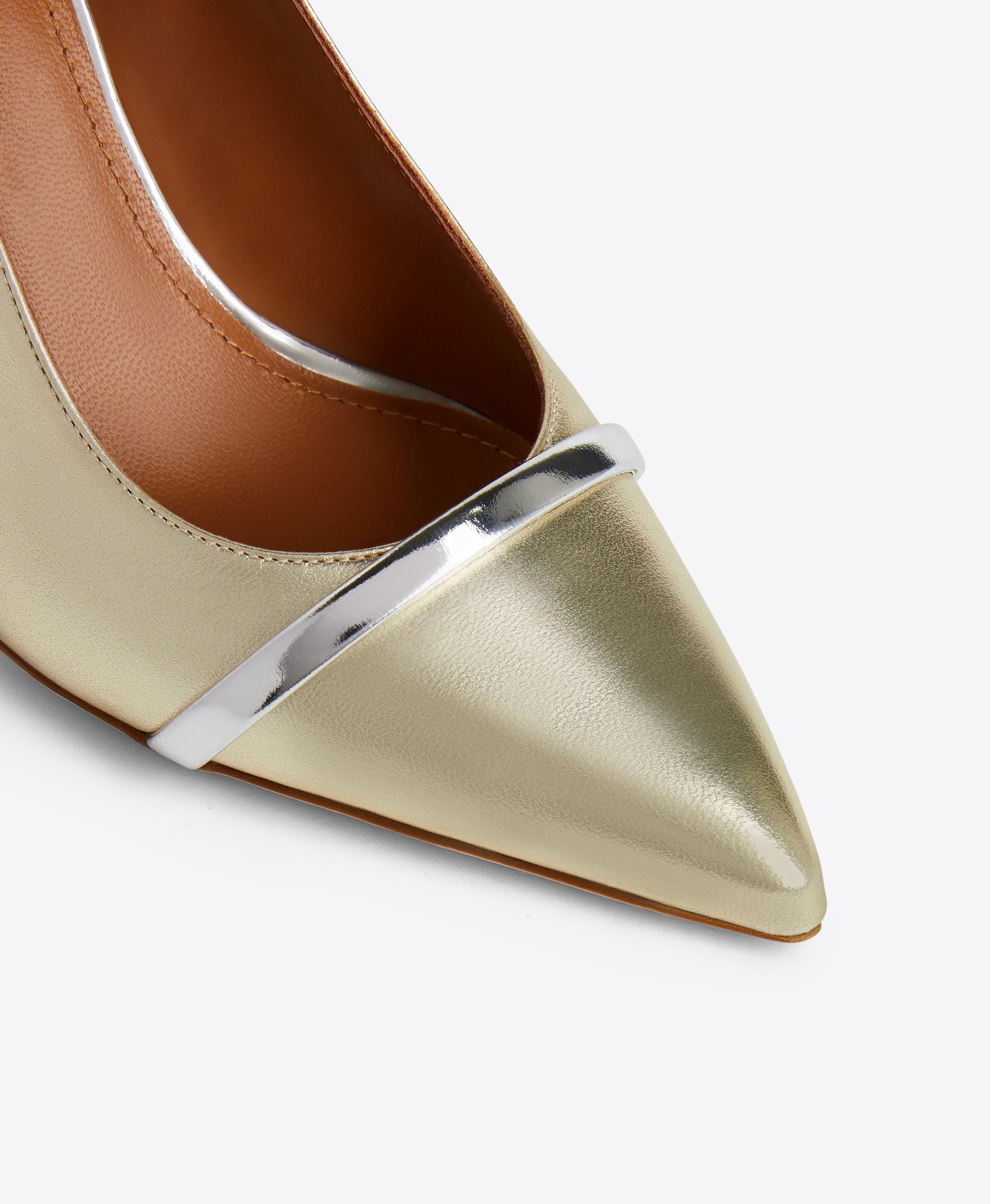 Marion 70 Platino Metallic Leather Slingback Heels | Malone Souliers