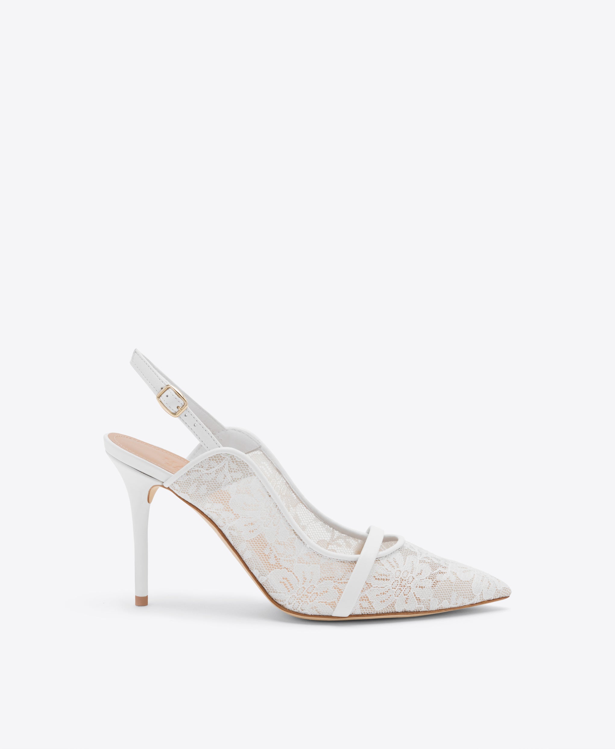 Marion 85 White Lace Slingbacks Malone Souliers