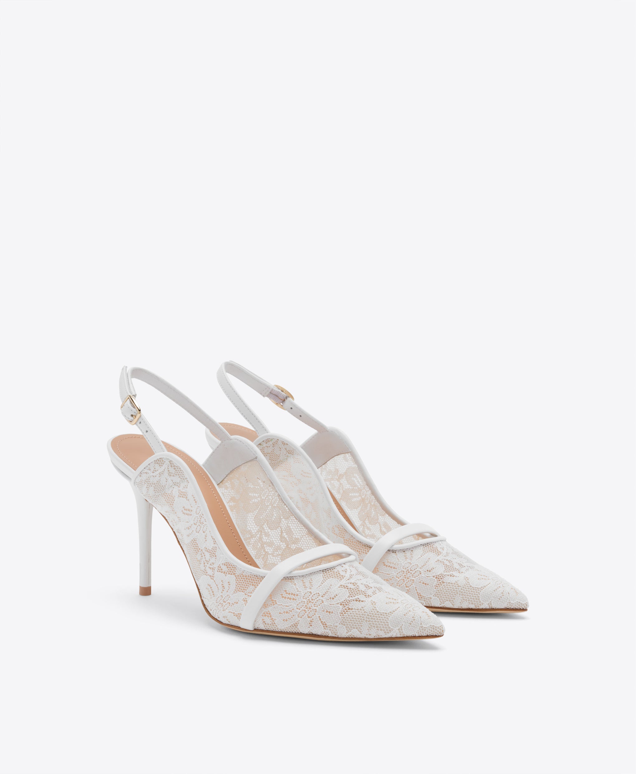 Marion 85 White Lace Slingbacks Malone Souliers