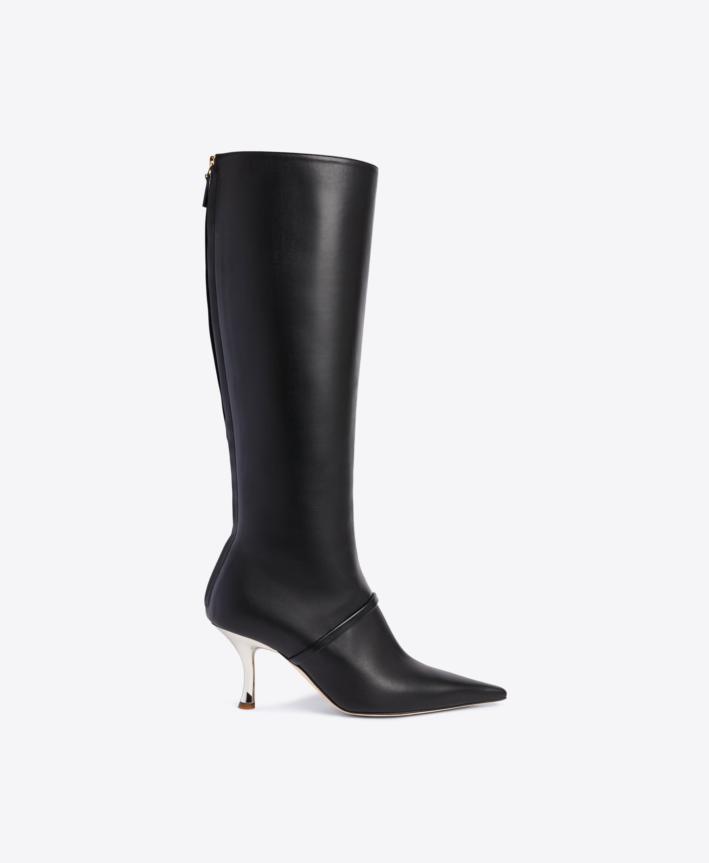 Tall black boots on sale with low heel