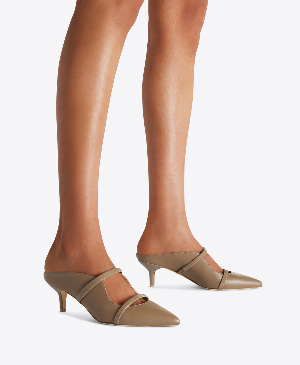 Taupe Leather Kitten Heels Malone Souliers