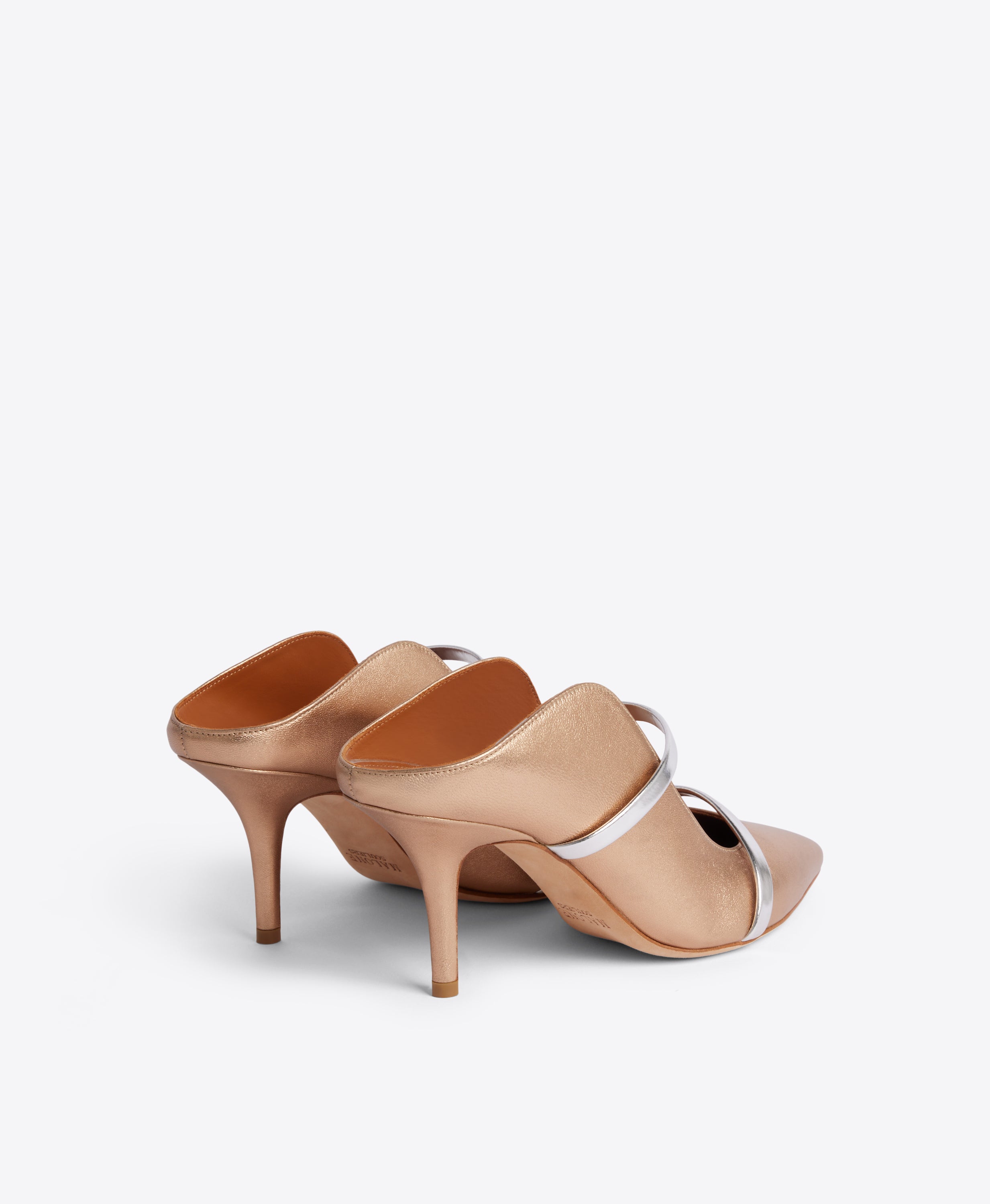 Maureen 70mm Gold Metallic Leather Stiletto Mules | Malone Souliers