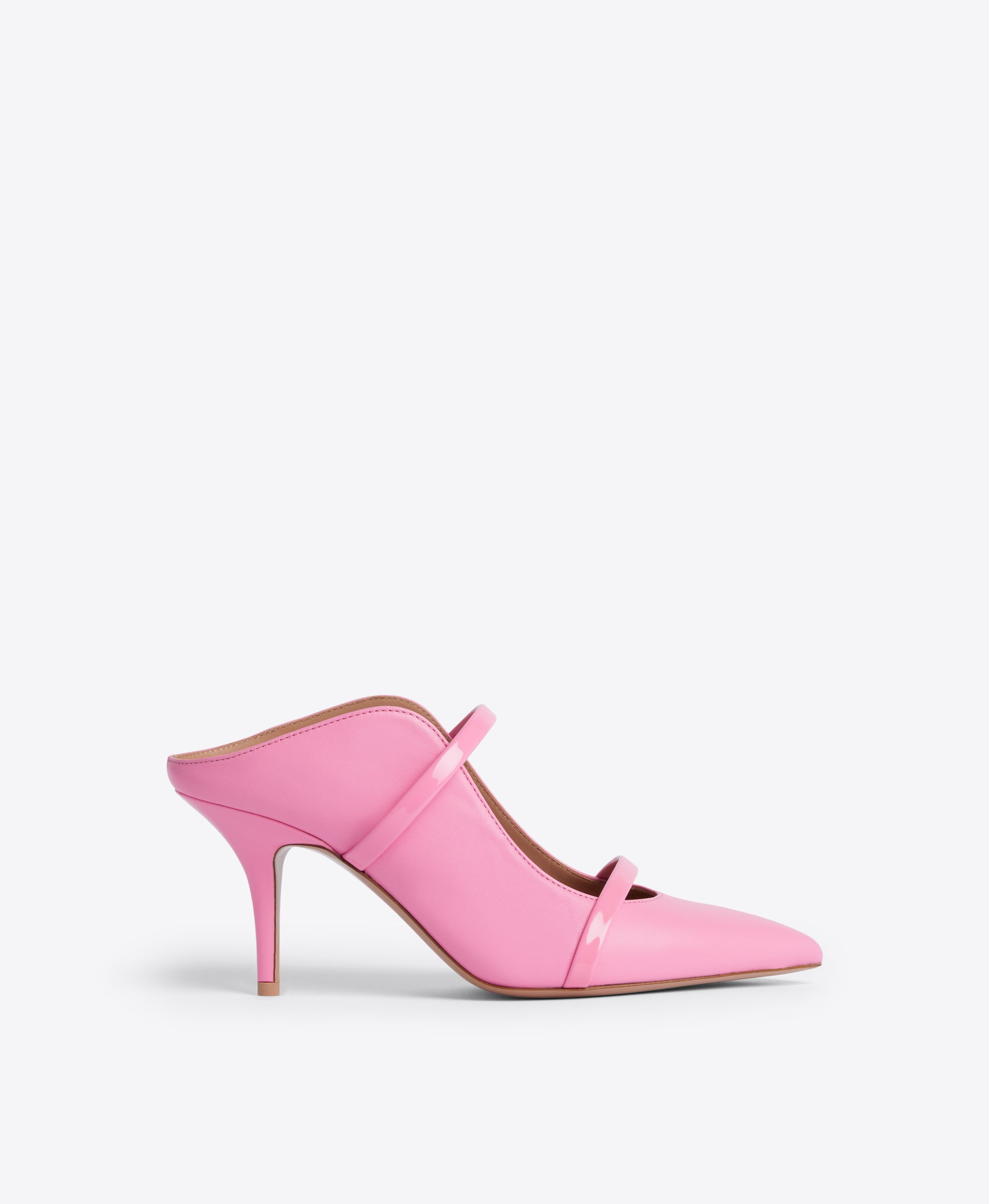 Maureen Heeled Mule in Pink Nappa Leather 70mm Heel Malone Souliers