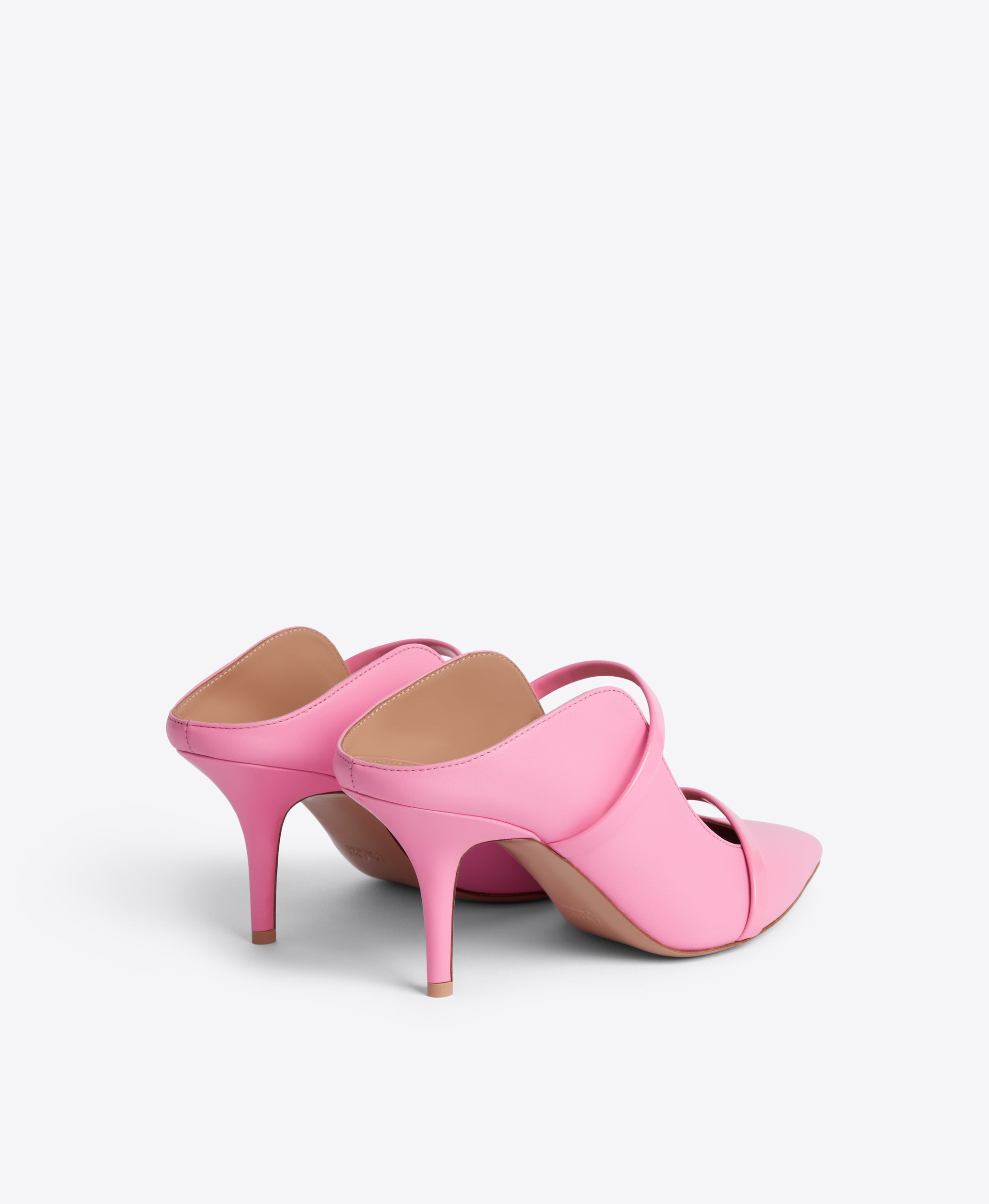 Maureen Heeled Mule in Pink Nappa Leather 70mm Heel Malone Souliers