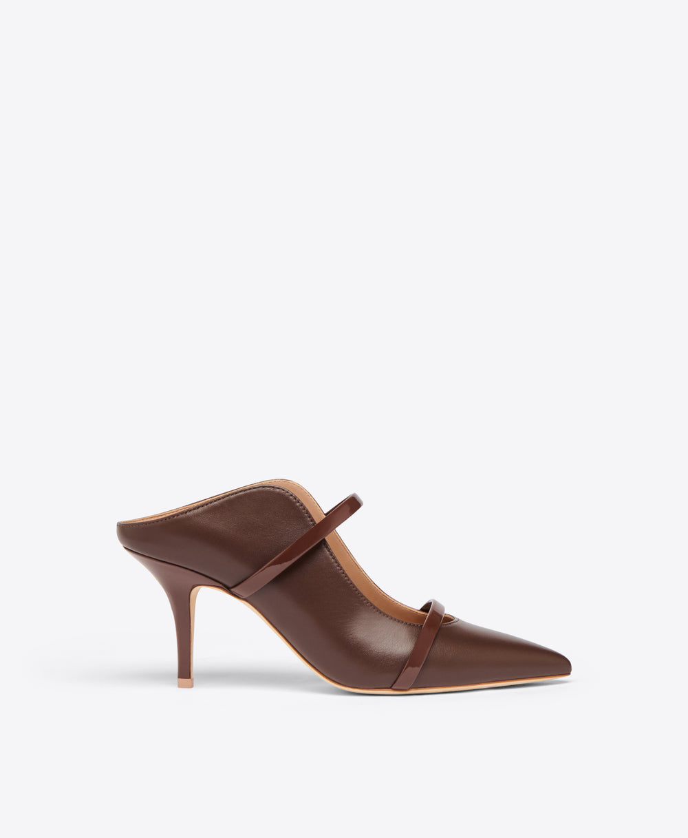 Brown Leather Heeled Mules Malone Souliers