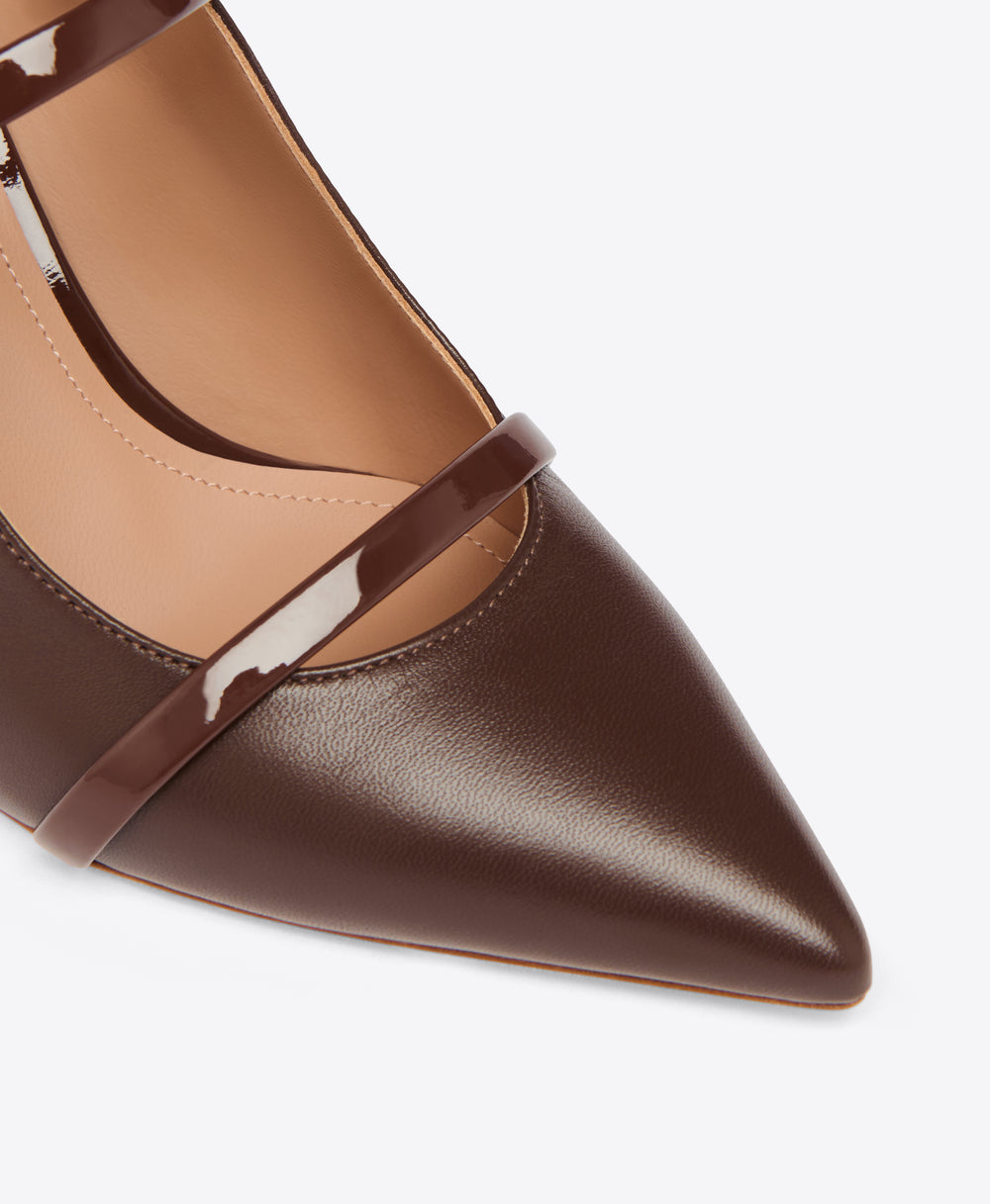 Brown Leather Heeled Mules Malone Souliers