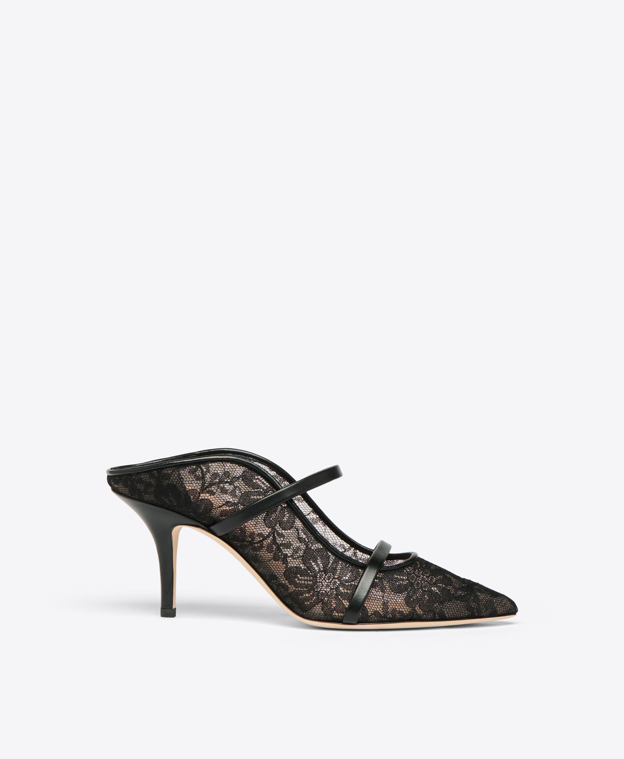 Black Lace Mesh Heeled Mules Malone Souliers